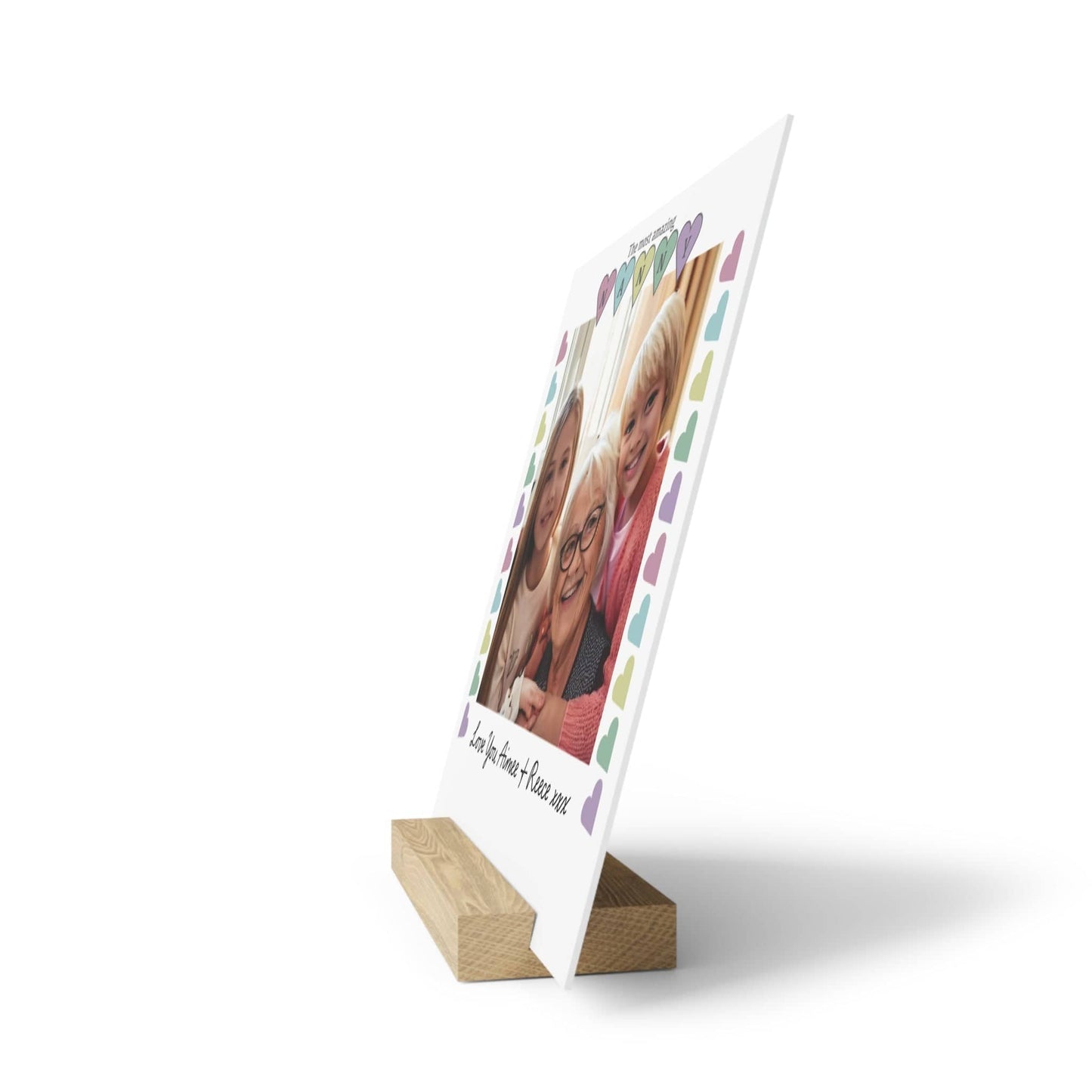 Printify Home Decor Personalised Nanny Photo Board With Stand Heart