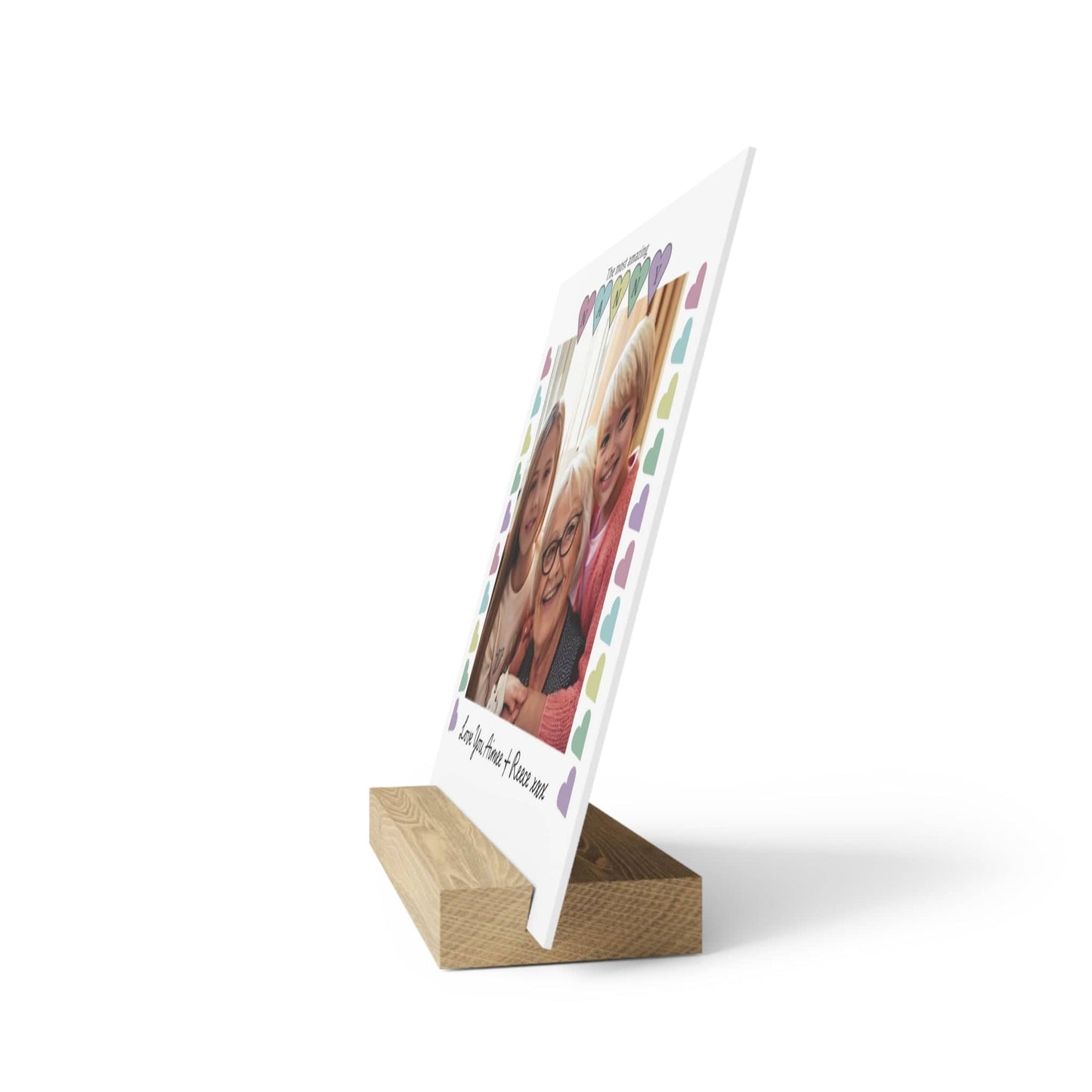 Printify Home Decor Personalised Nanny Photo Board With Stand Heart