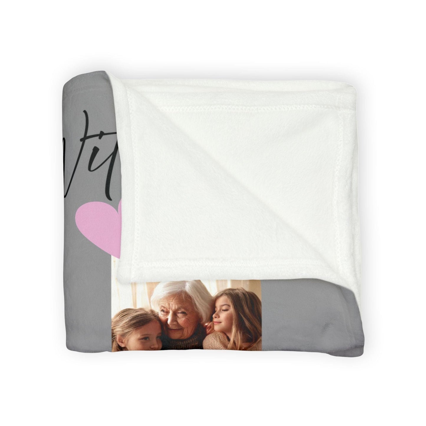Printify Home Decor Personalised Photo Blanket with Heart Icons Grey