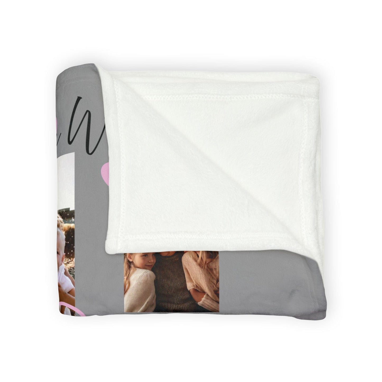 Printify Home Decor Personalised Photo Blanket with Heart Icons Grey