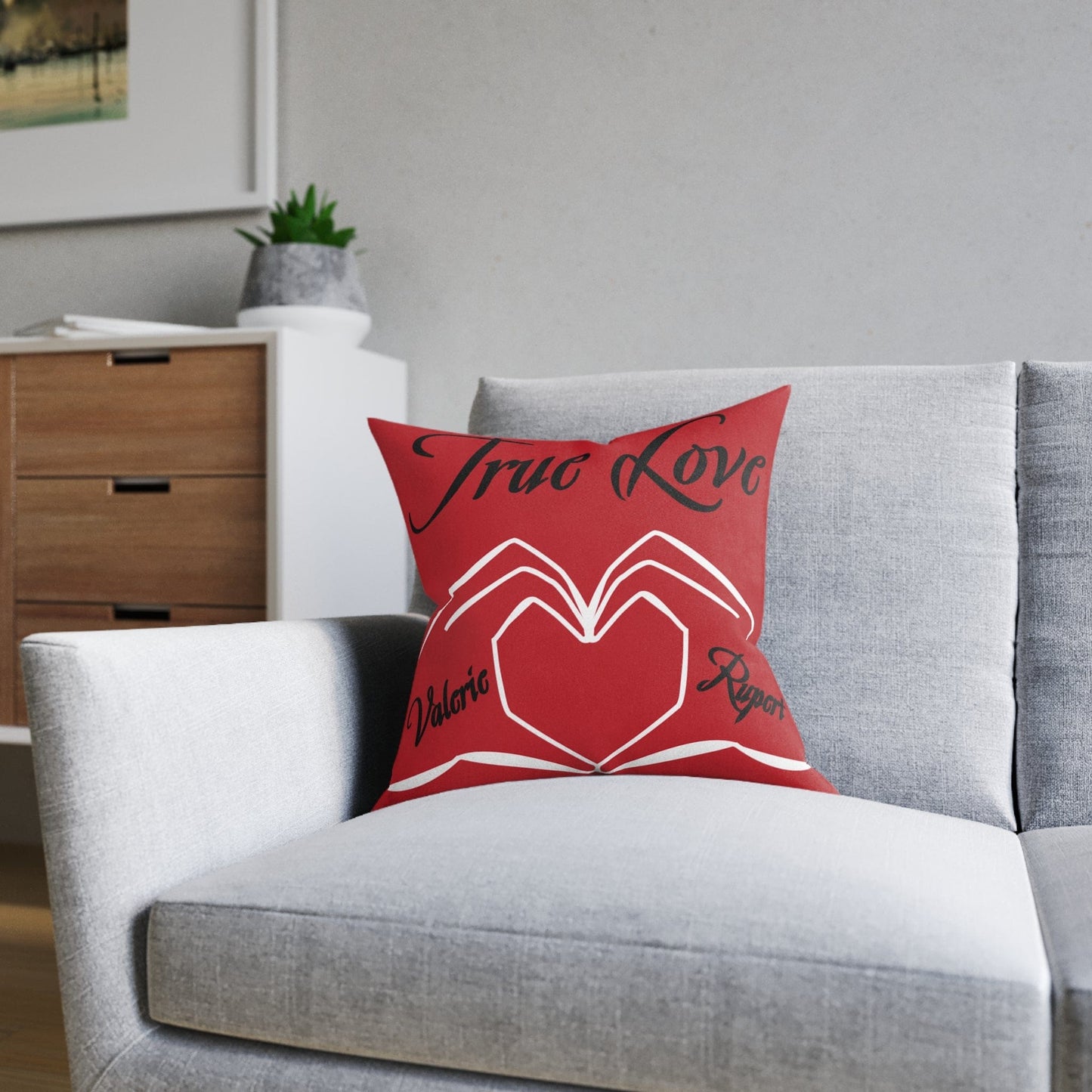 Printify Home Decor Personalised Red Cushion - True Love Heart Hands