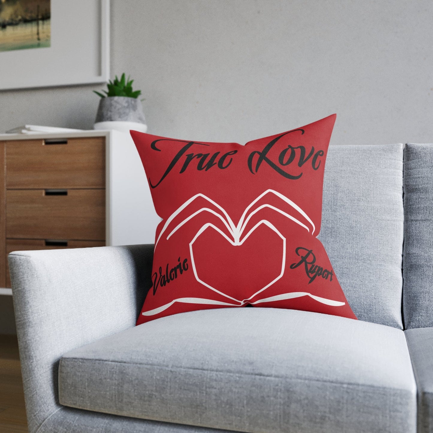 Printify Home Decor Personalised Red Cushion - True Love Heart Hands