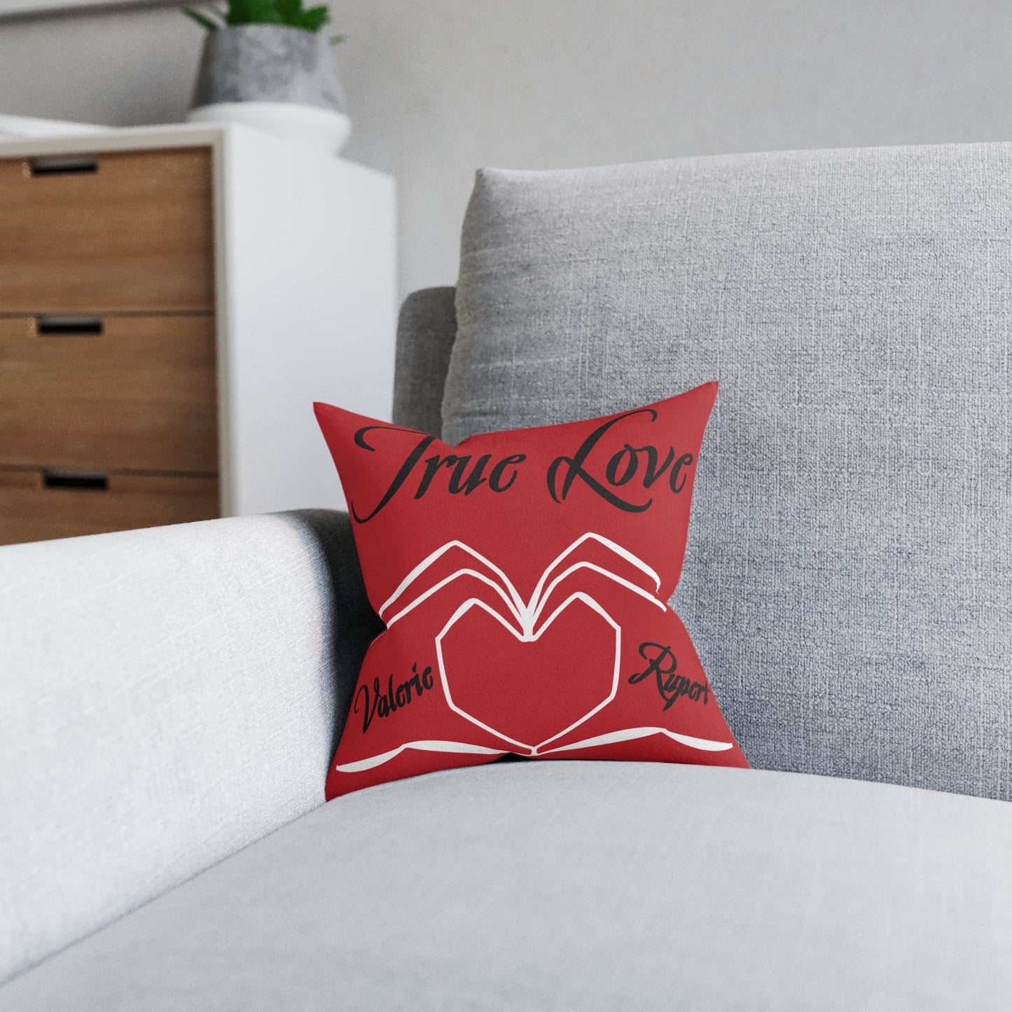 Printify Home Decor Personalised Red Cushion - True Love Heart Hands