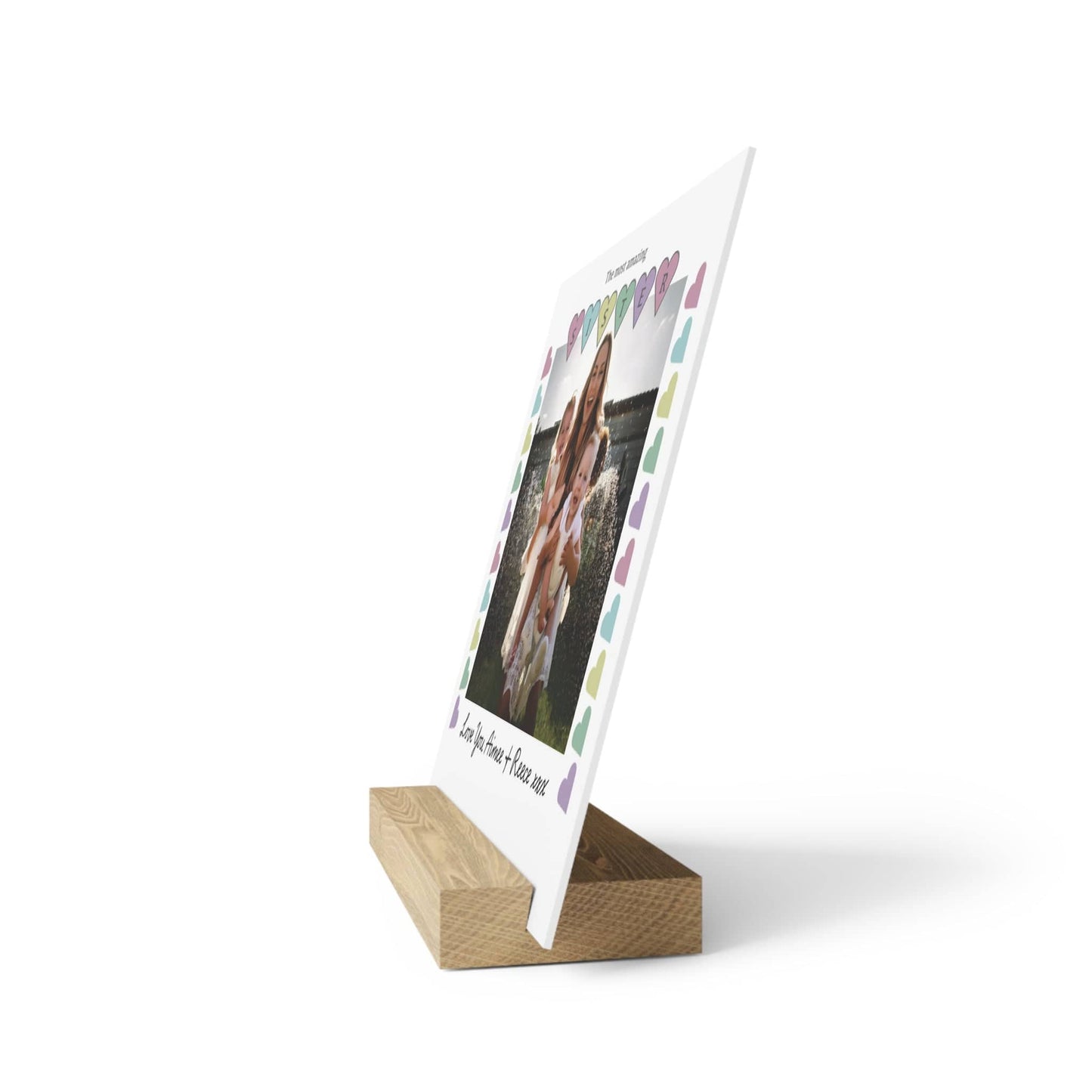 Printify Home Decor Personalised Sister Photo Board With Stand Heart