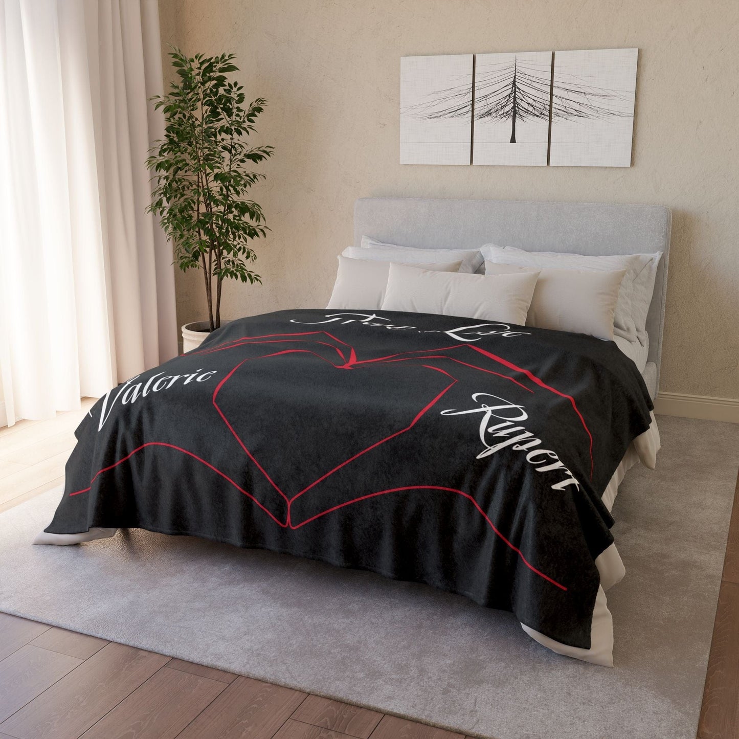 Printify Home Decor Personalised True Love Blanket Black