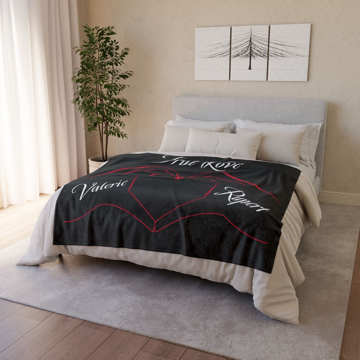 Printify Home Decor Personalised True Love Blanket Black