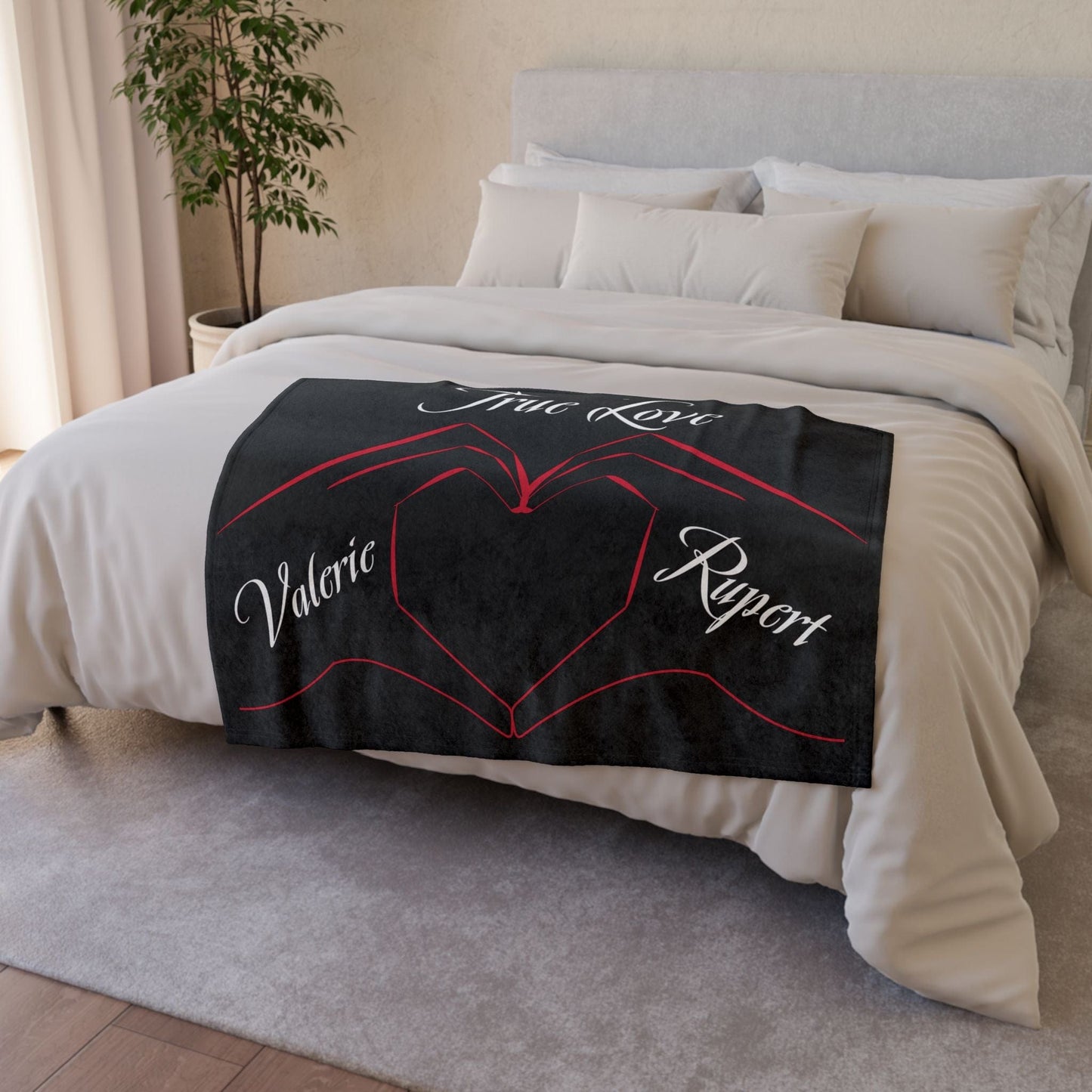 Printify Home Decor Personalised True Love Blanket Black