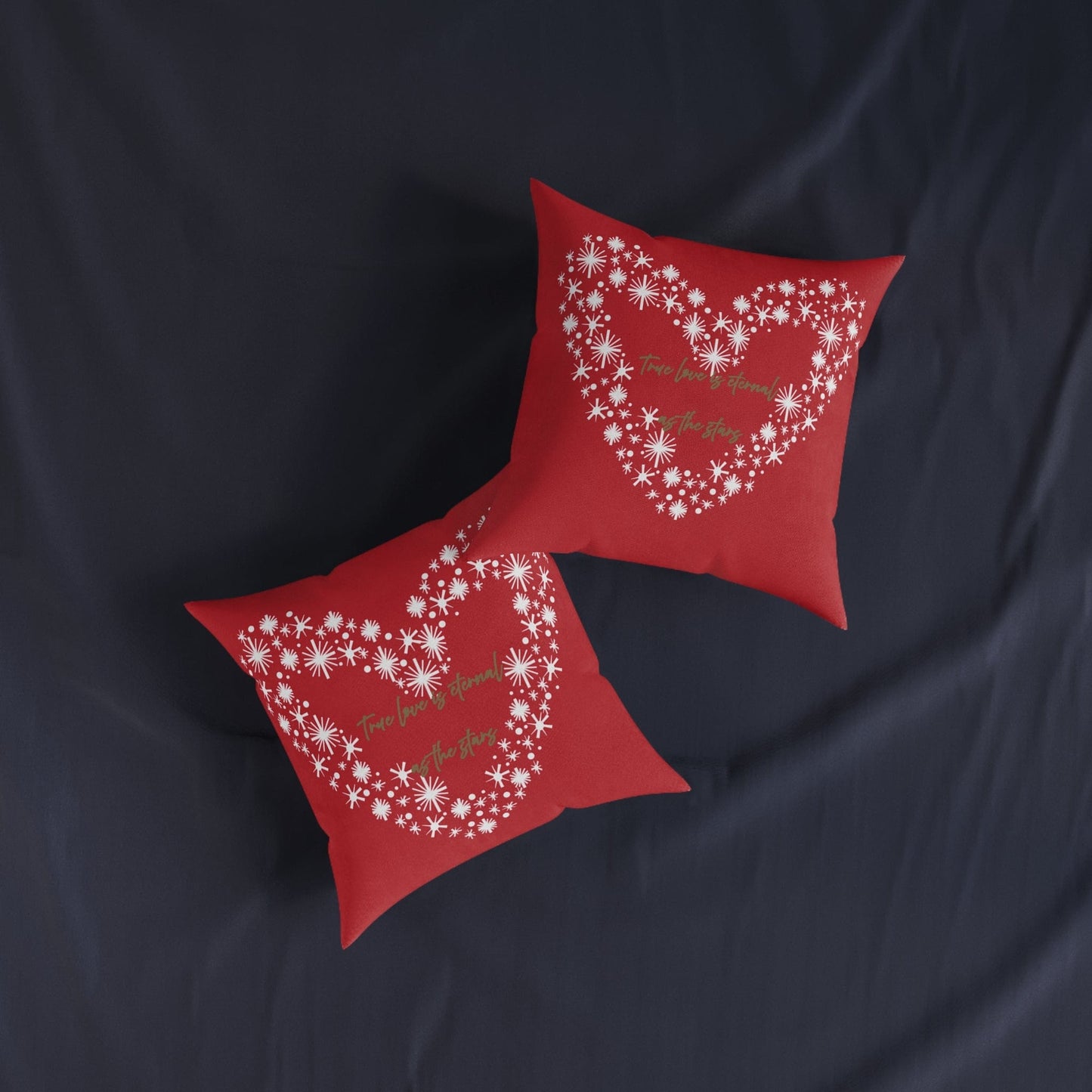 Printify Home Decor Red Cushion - True Love is Eternal as the Stars Heart Design