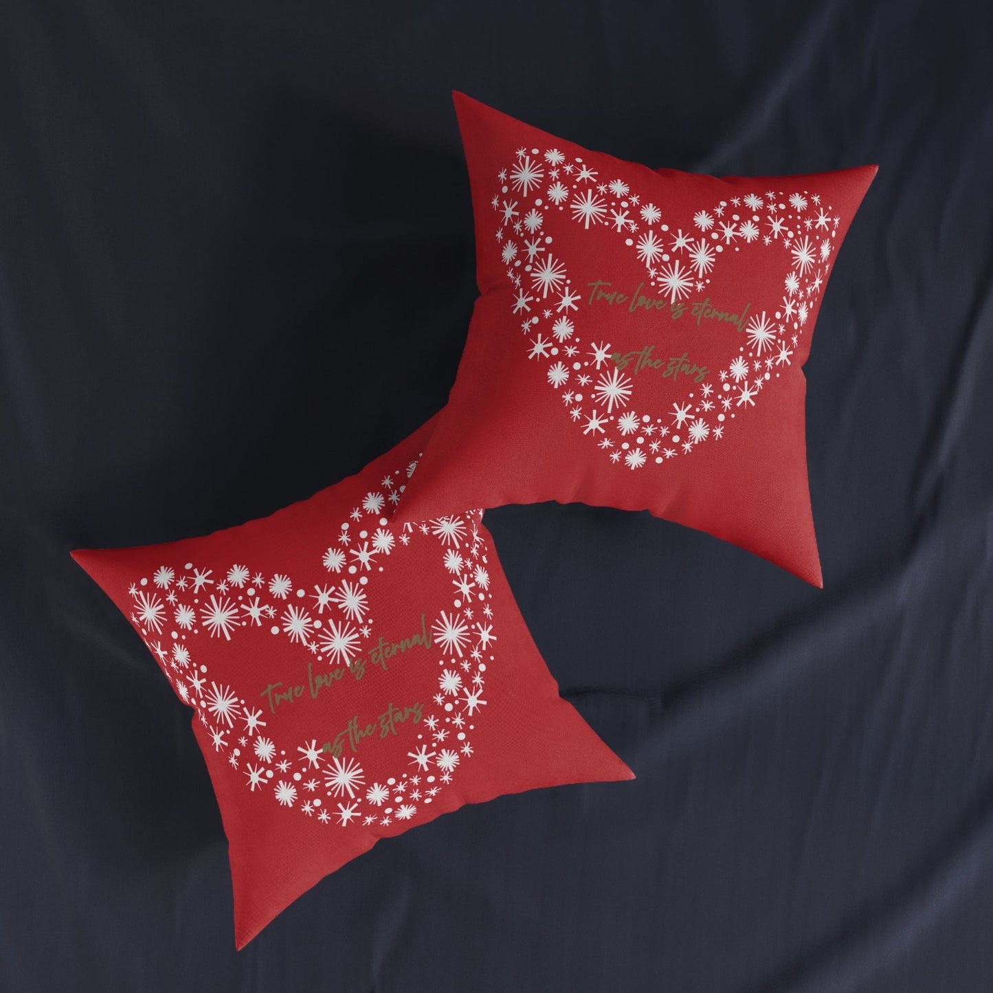 Printify Home Decor Red Cushion - True Love is Eternal as the Stars Heart Design