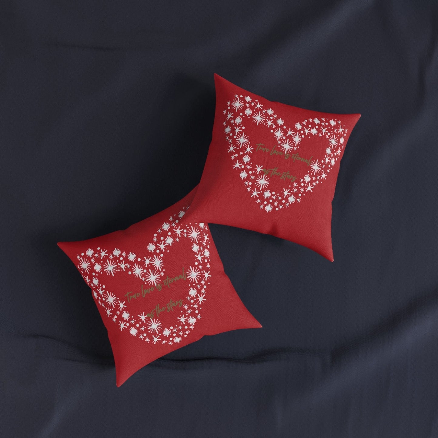 Printify Home Decor Red Cushion - True Love is Eternal as the Stars Heart Design