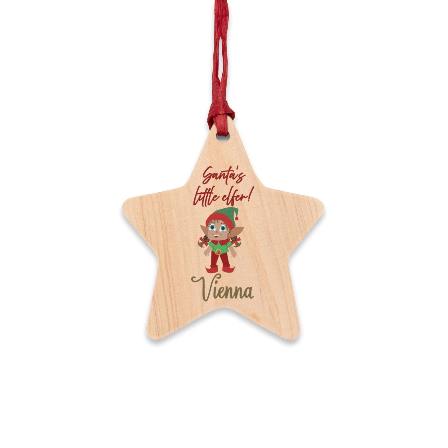 Printify Home Decor Star / One Size Personalised Santa’s little Elfer pigtails Star Ornament