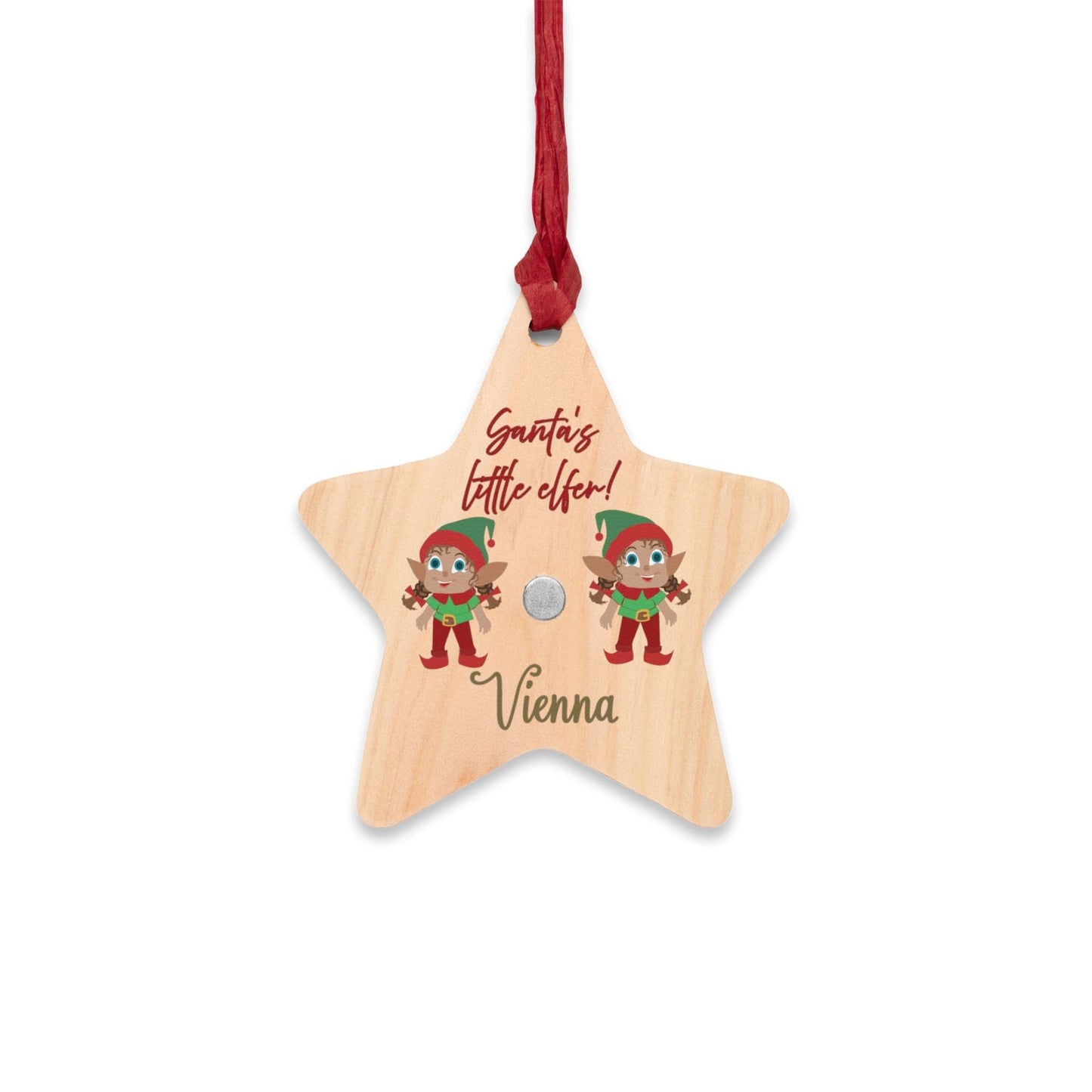 Printify Home Decor Star / One Size Personalised Santa’s little Elfer pigtails Star Ornament