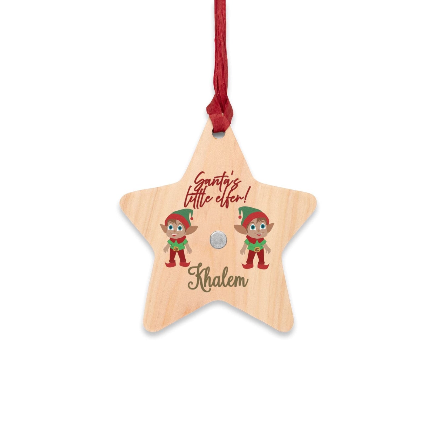 Printify Home Decor Star / One Size Personalised Santa’s little Elfer Star Ornament
