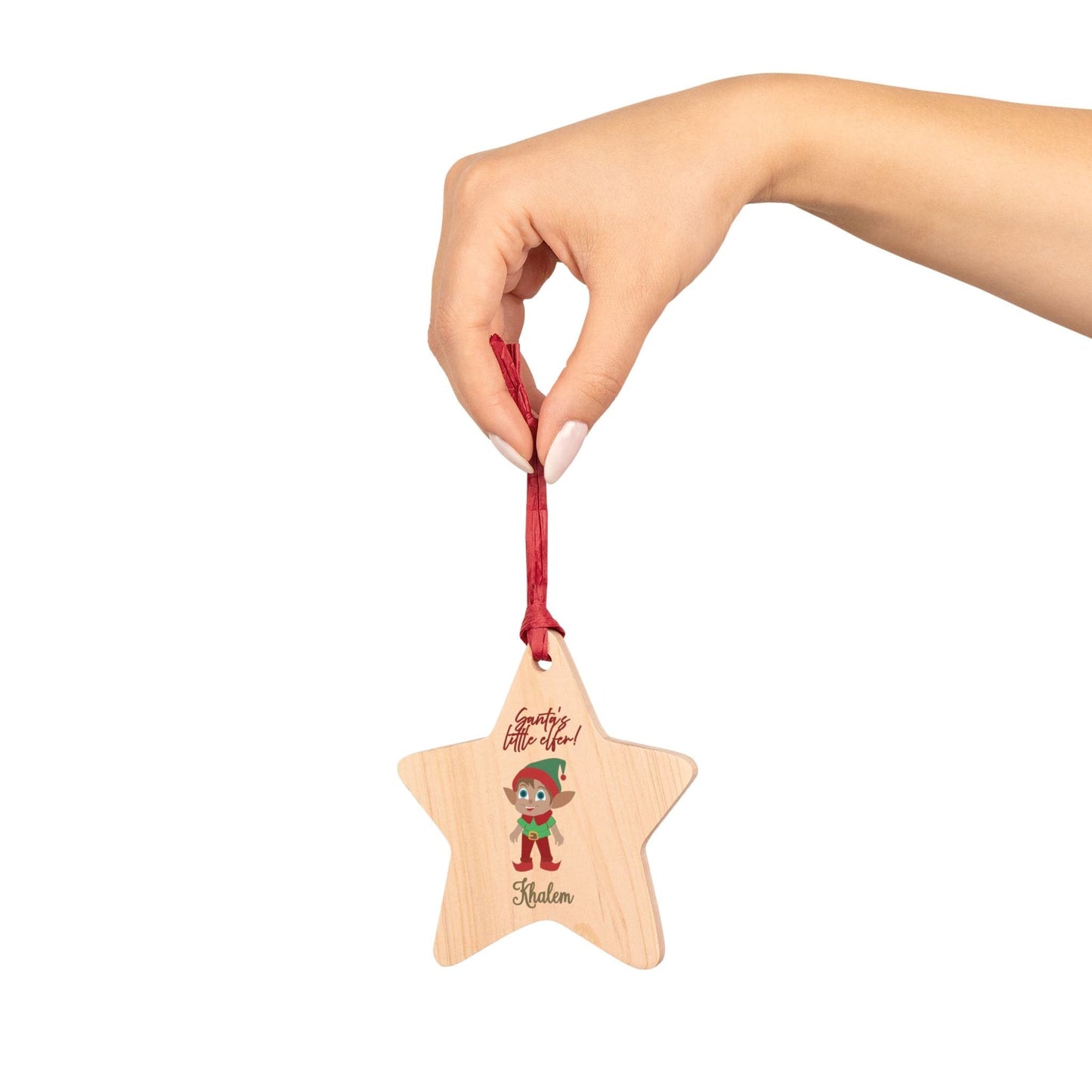 Printify Home Decor Star / One Size Personalised Santa’s little Elfer Star Ornament