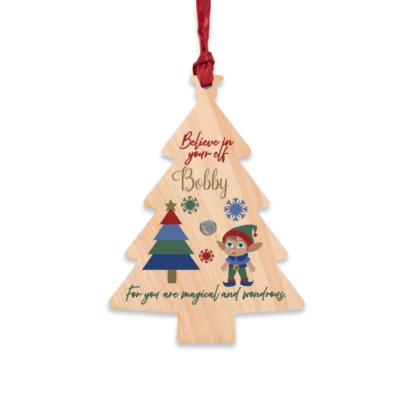 Printify Home Decor Tree / One Size Personalised Elf Wooden Tree Ornament- Festive