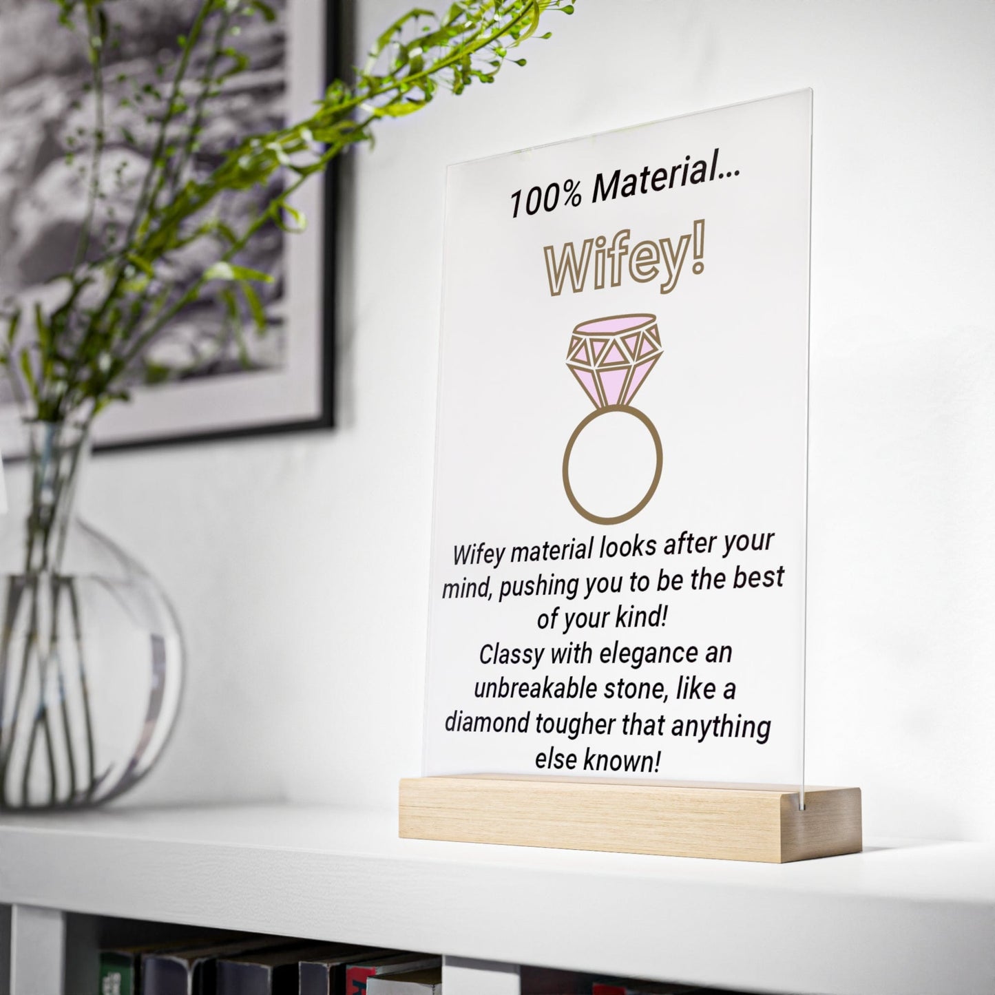 Printify Home Decor Wifey Acrylic Sign with Wooden Stand