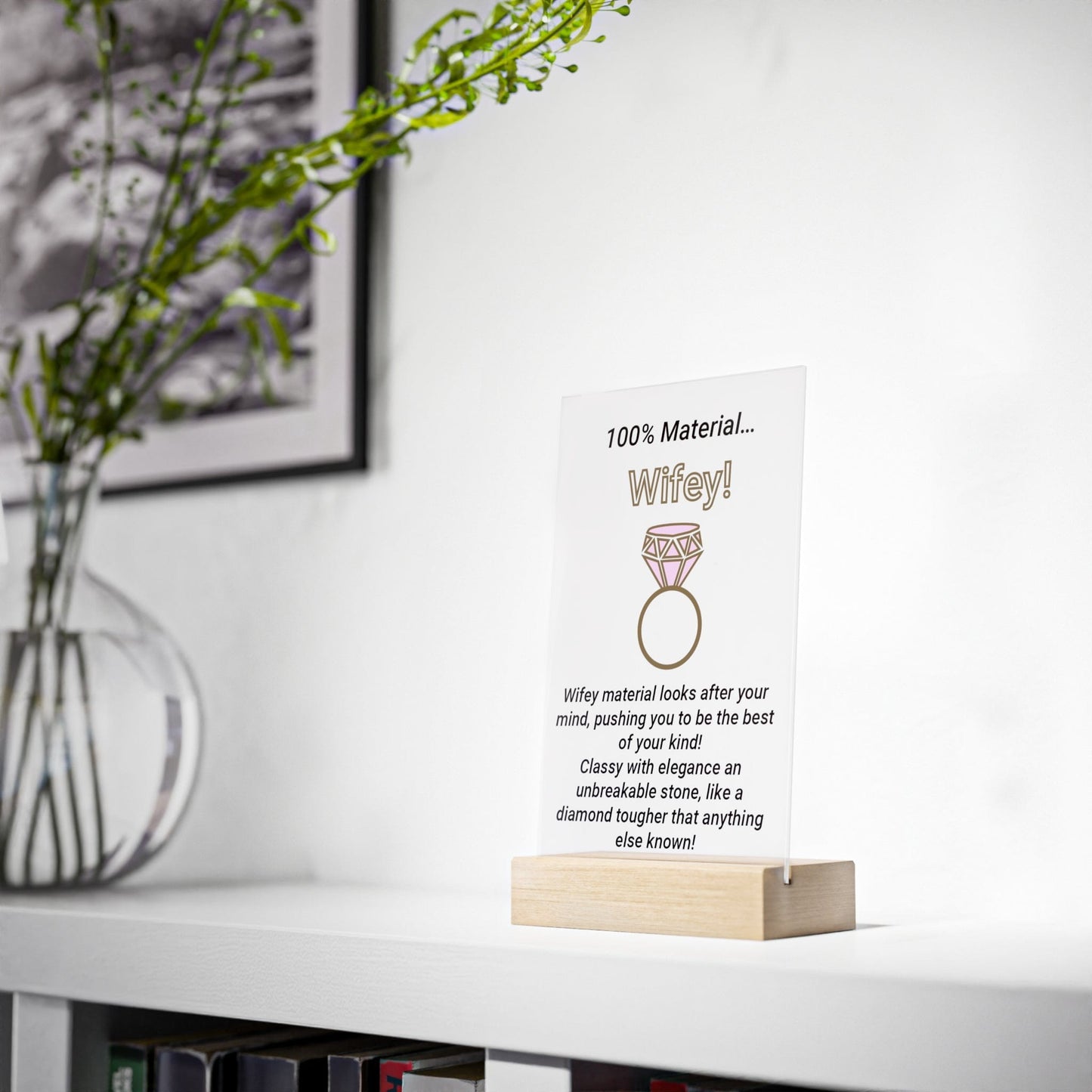 Printify Home Decor Wifey Acrylic Sign with Wooden Stand