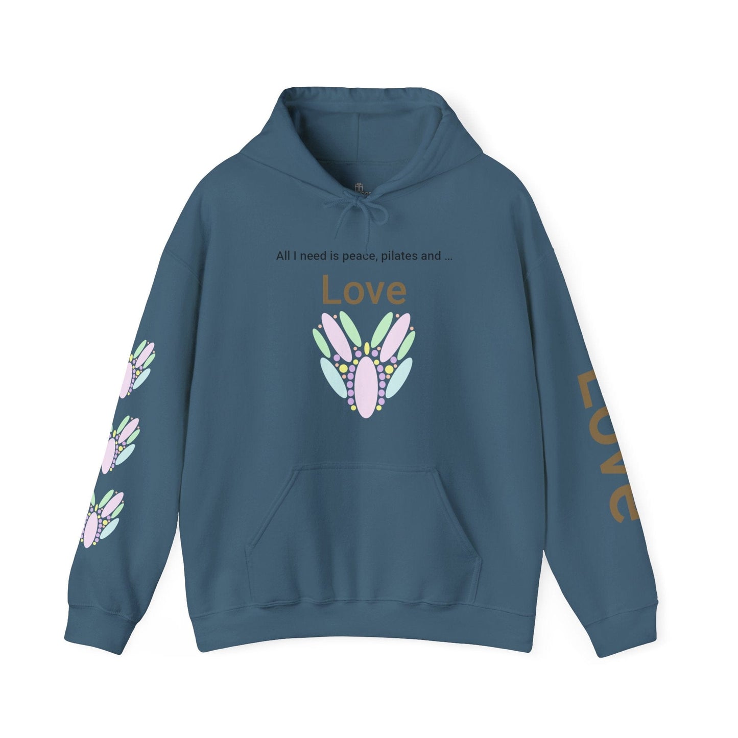 Printify Hoodie Indigo Blue / S Peace Pilates Love Hooded Sweatshirt
