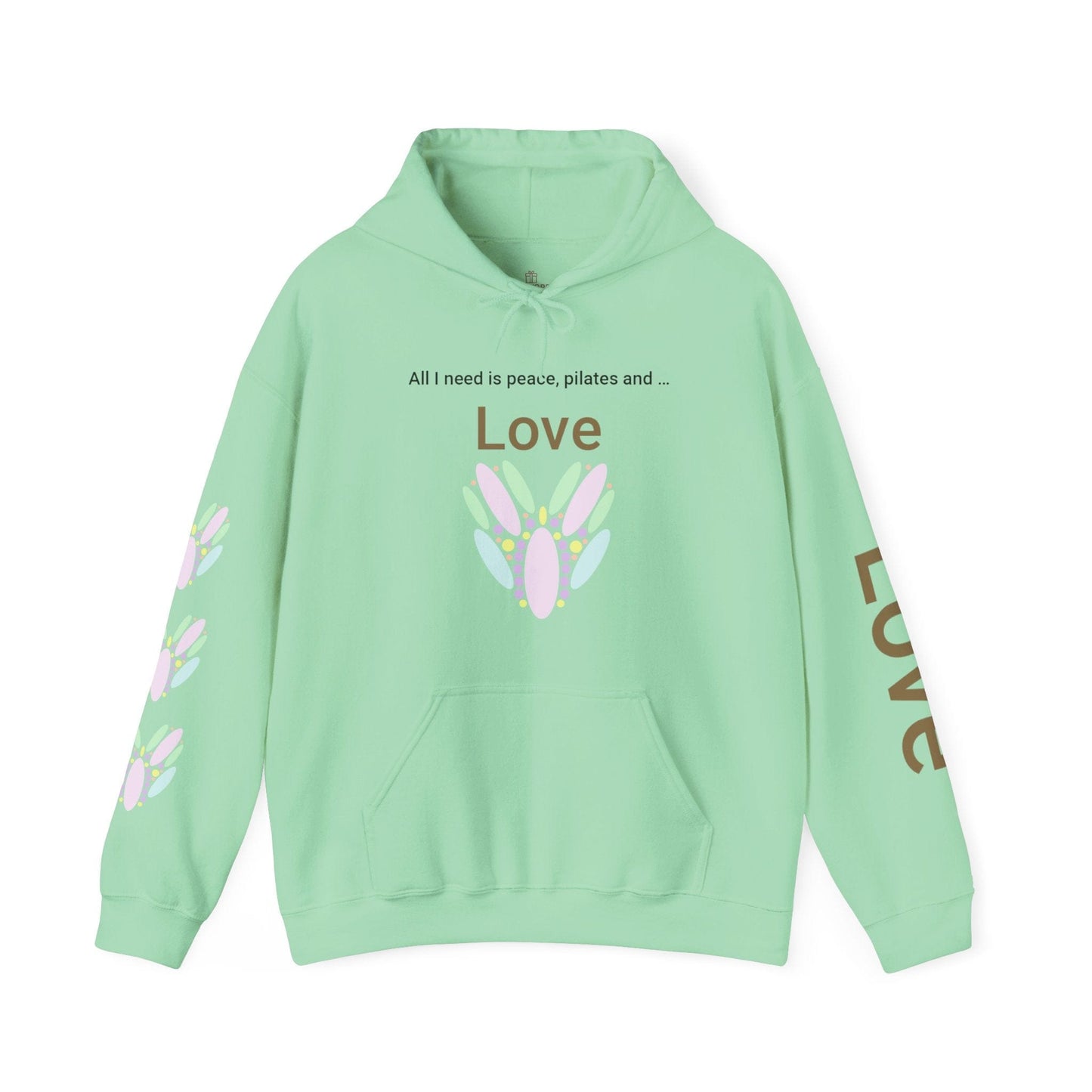 Printify Hoodie Mint Green / S Peace Pilates Love Hooded Sweatshirt