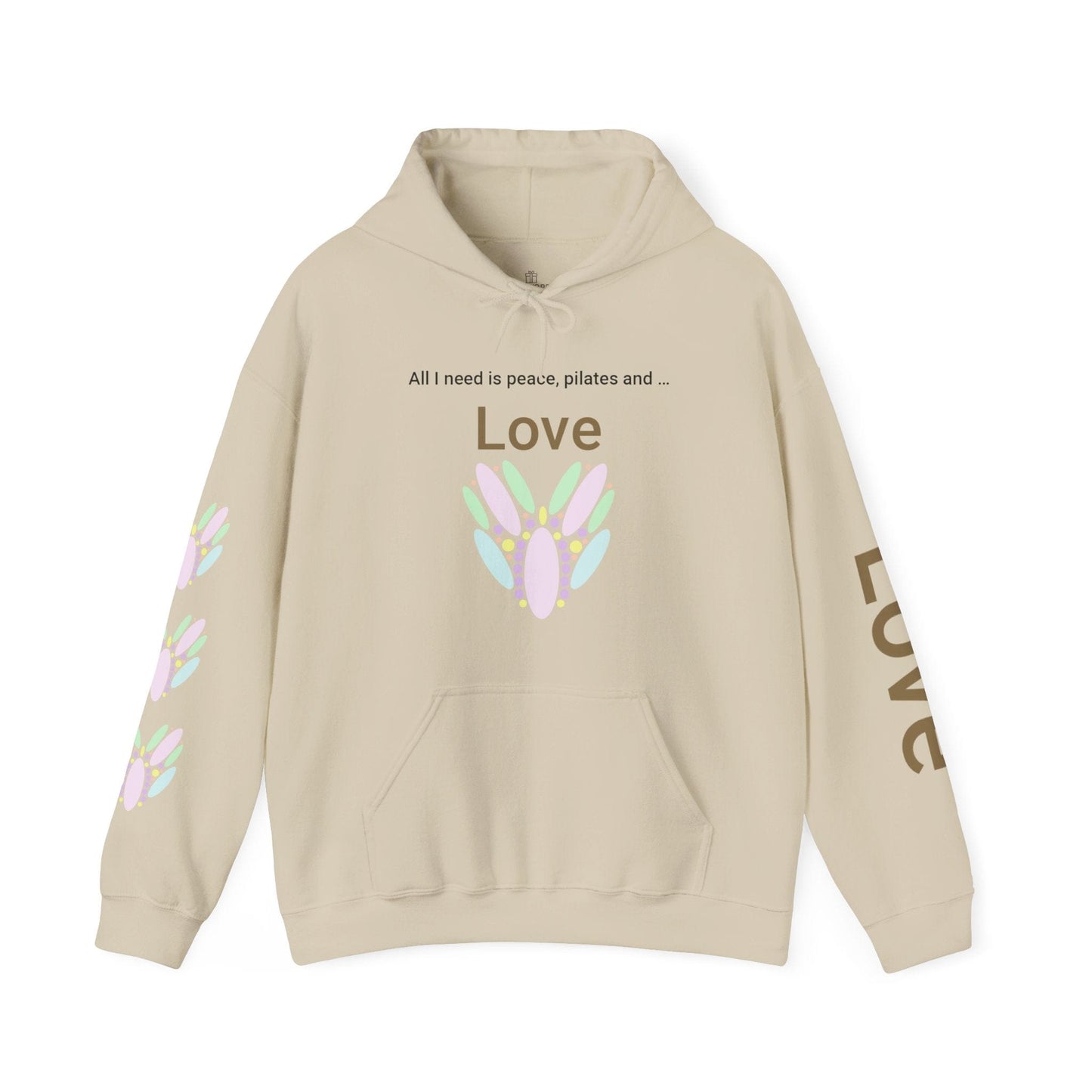 Printify Hoodie Sand / S Peace Pilates Love Hooded Sweatshirt