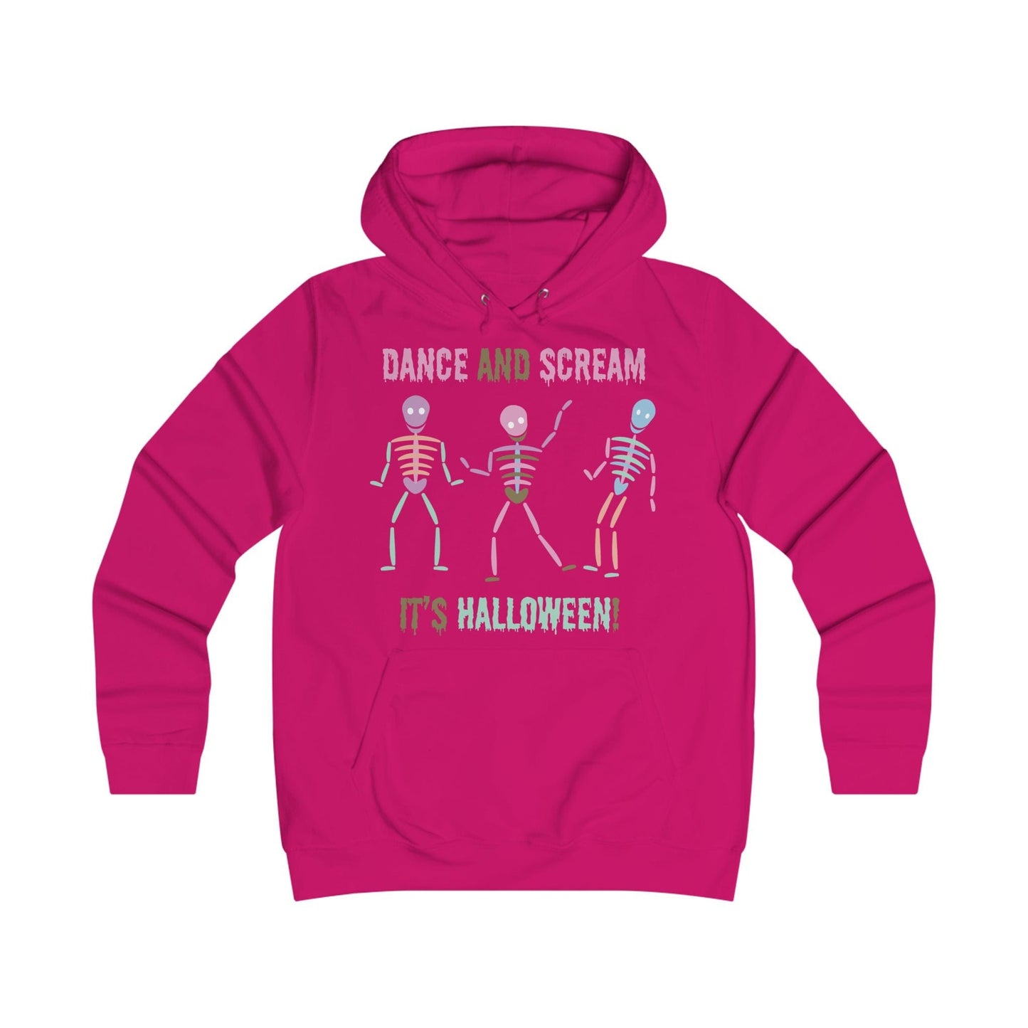 Printify Hoodie XS / Hot Pink Pastel dancing Skeleton Hoodie