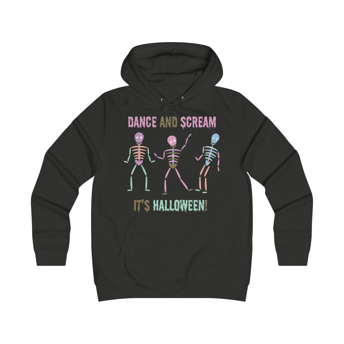 Printify Hoodie XS / Jet Black Pastel dancing Skeleton Hoodie