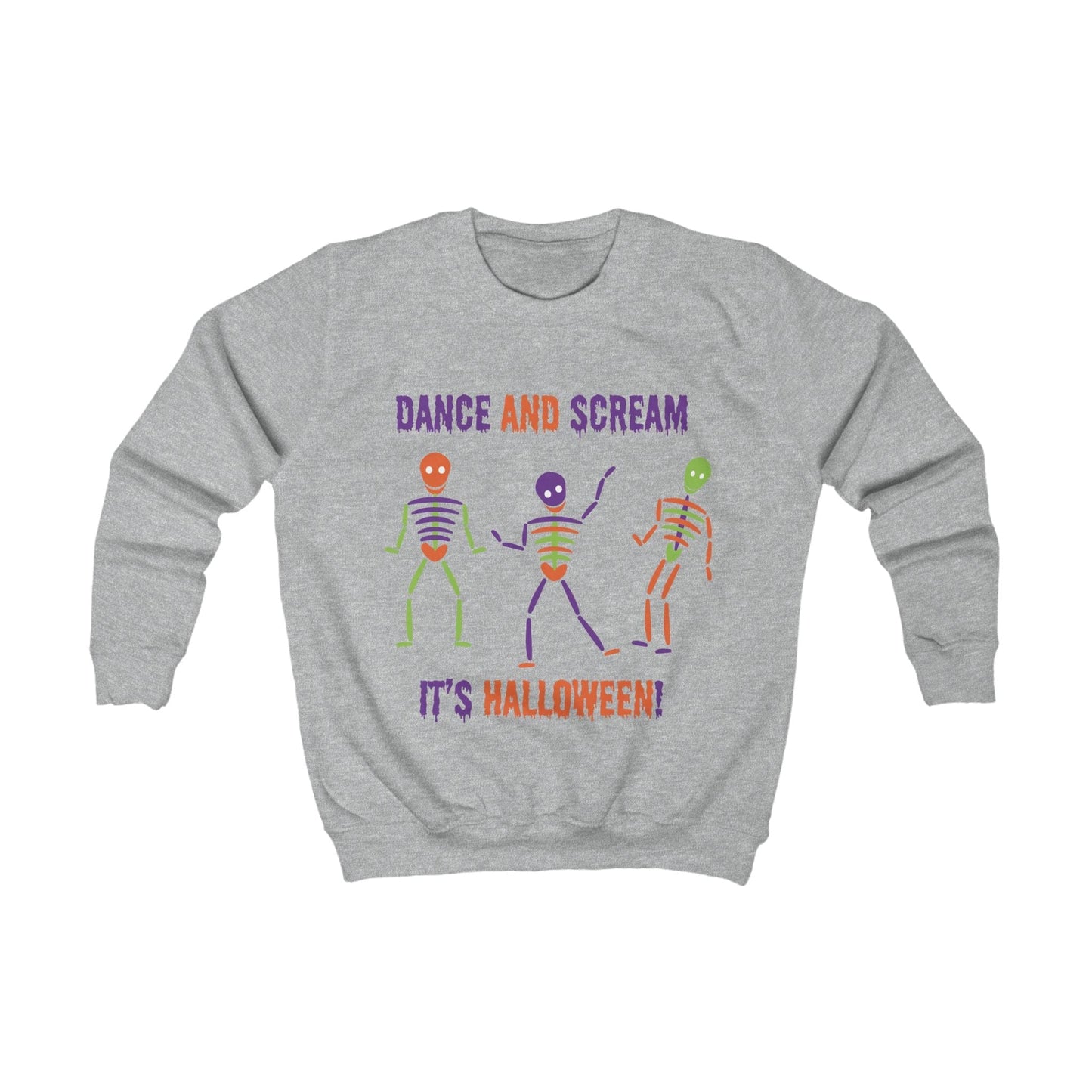 Printify Kids clothes S / Heather Grey Kids Bright Skelton dancing Sweatshirt