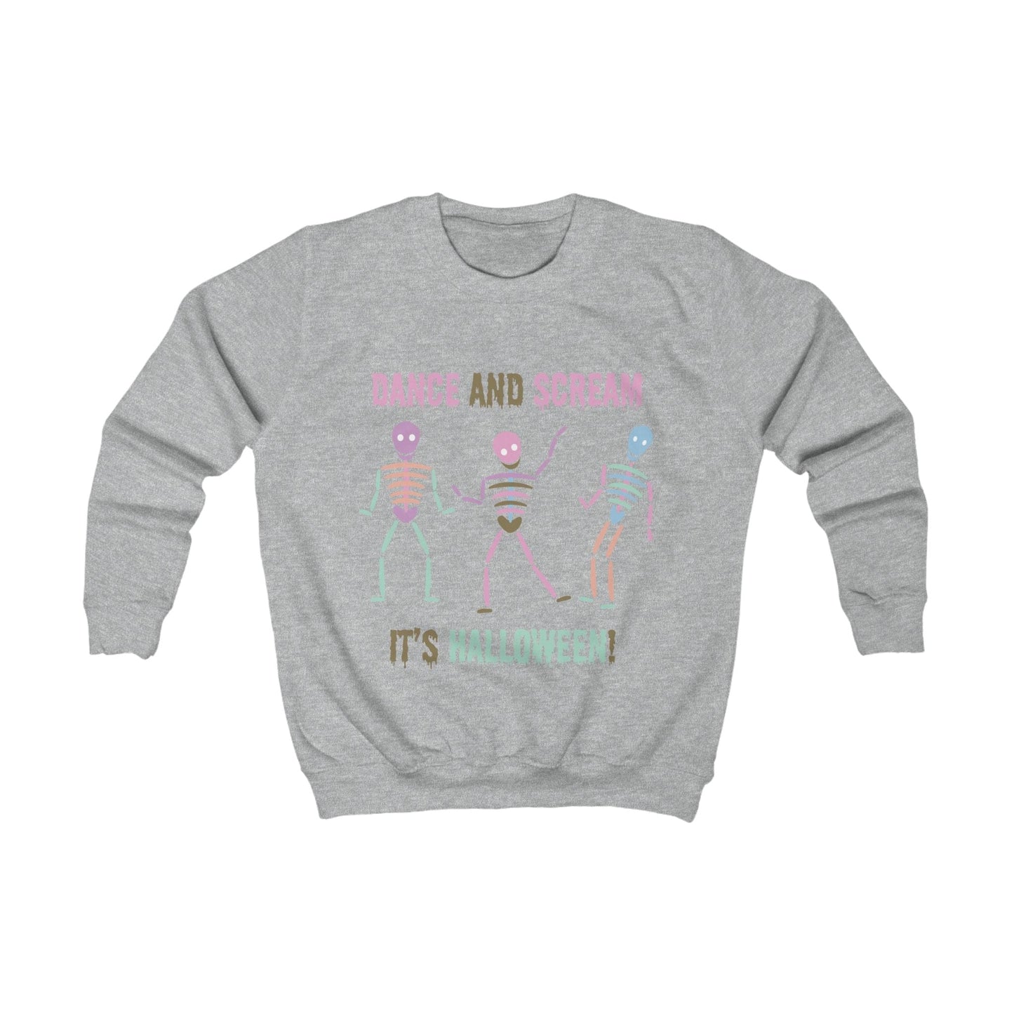 Printify Kids clothes S / Heather Grey Kids Pastel Dancing Skelton Sweatshirt
