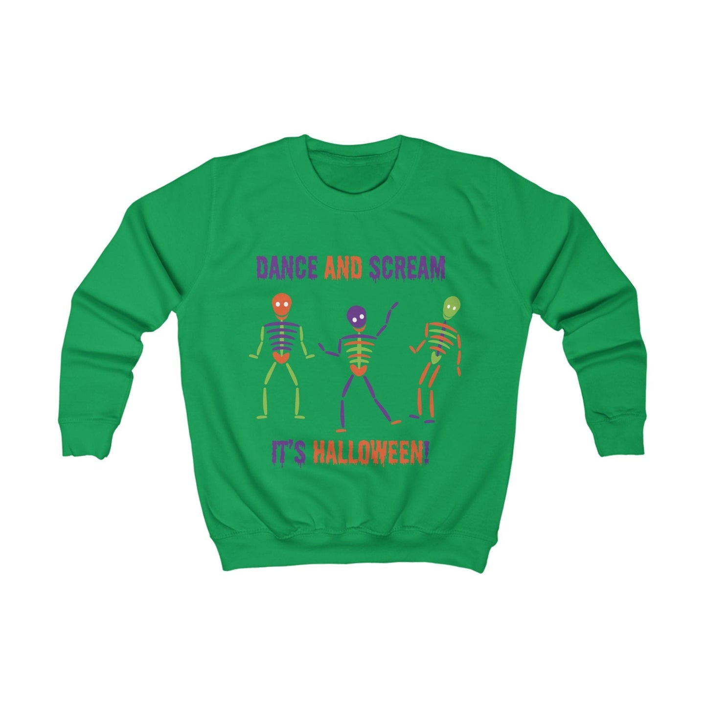 Printify Kids clothes S / Kelly Green Kids Bright Skelton dancing Sweatshirt