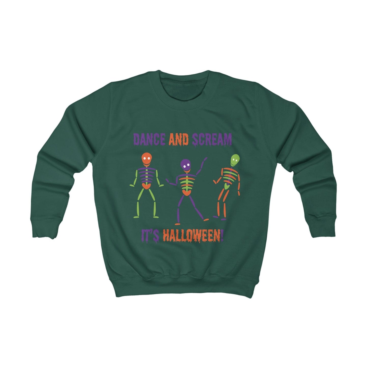 Printify Kids clothes XS / Bottle Green Kids Bright Skelton dancing Sweatshirt