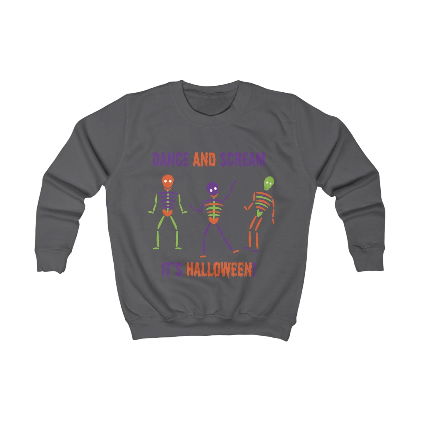 Printify Kids clothes XS / Charcoal Kids Bright Skelton dancing Sweatshirt