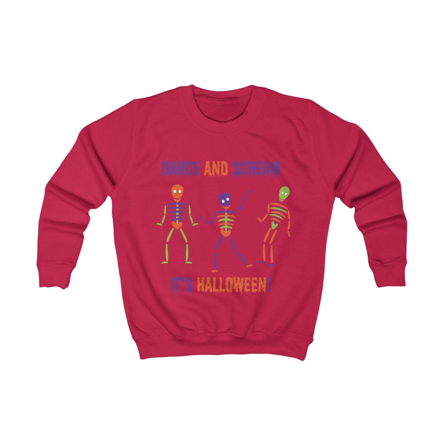 Printify Kids clothes XS / Fire Red Kids Bright Skelton dancing Sweatshirt