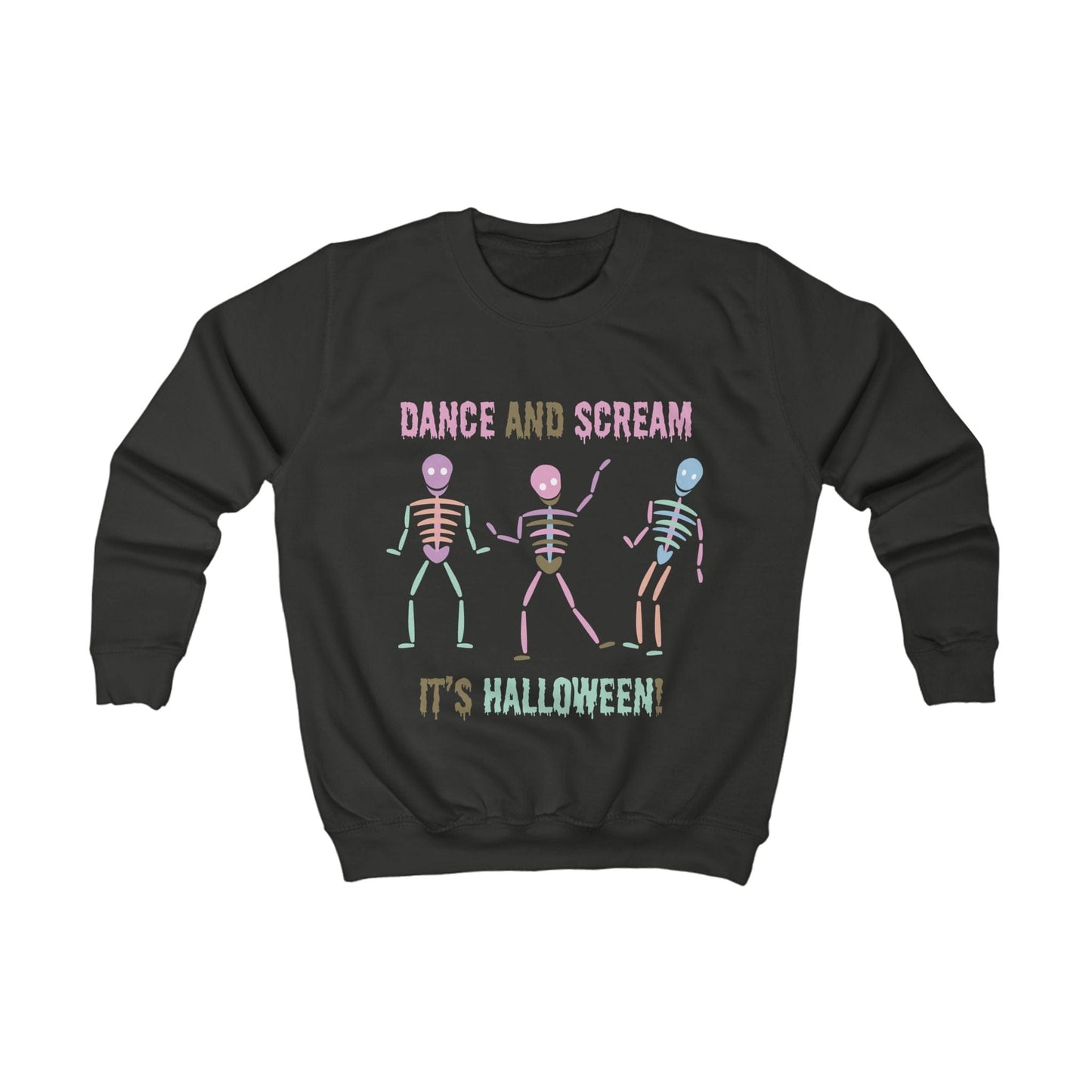 Printify Kids clothes XS / Jet Black Kids Pastel Dancing Skelton Sweatshirt