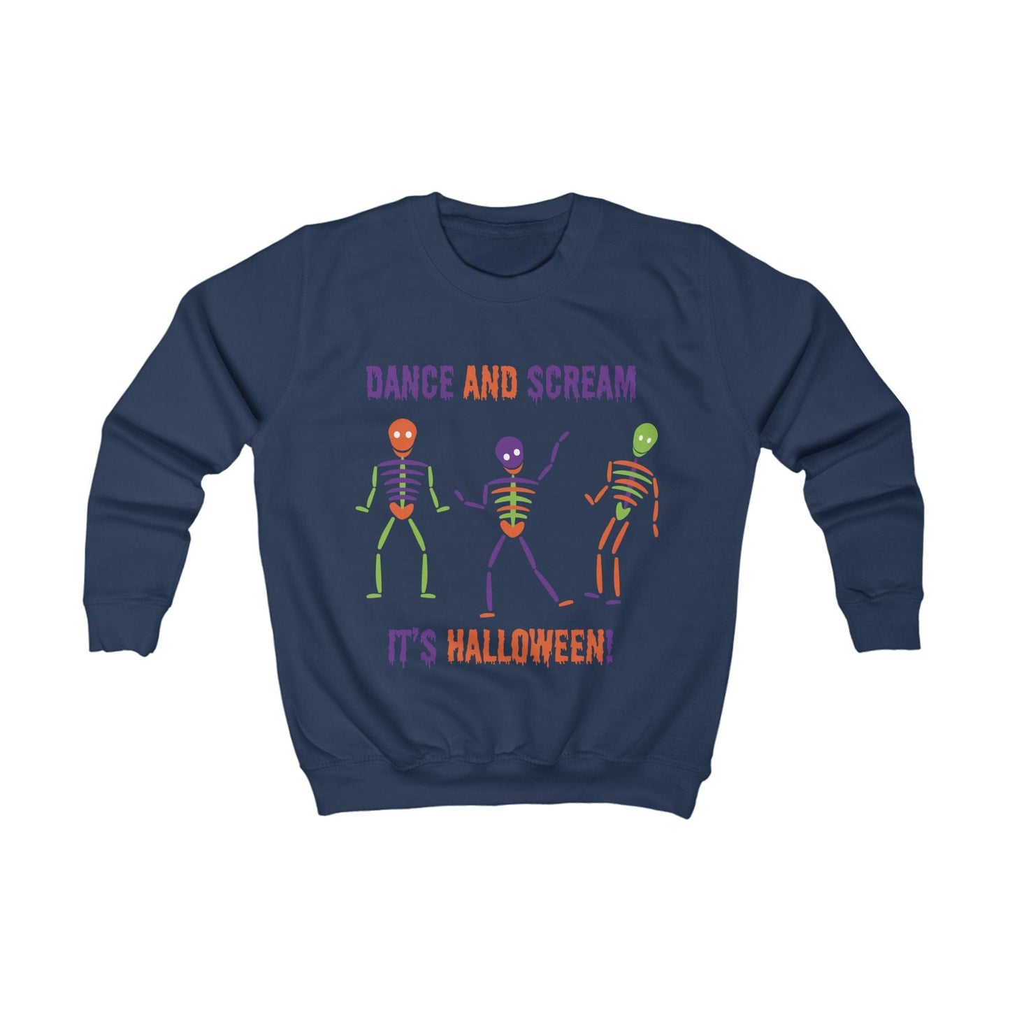 Printify Kids clothes XS / Oxford Navy Kids Bright Skelton dancing Sweatshirt