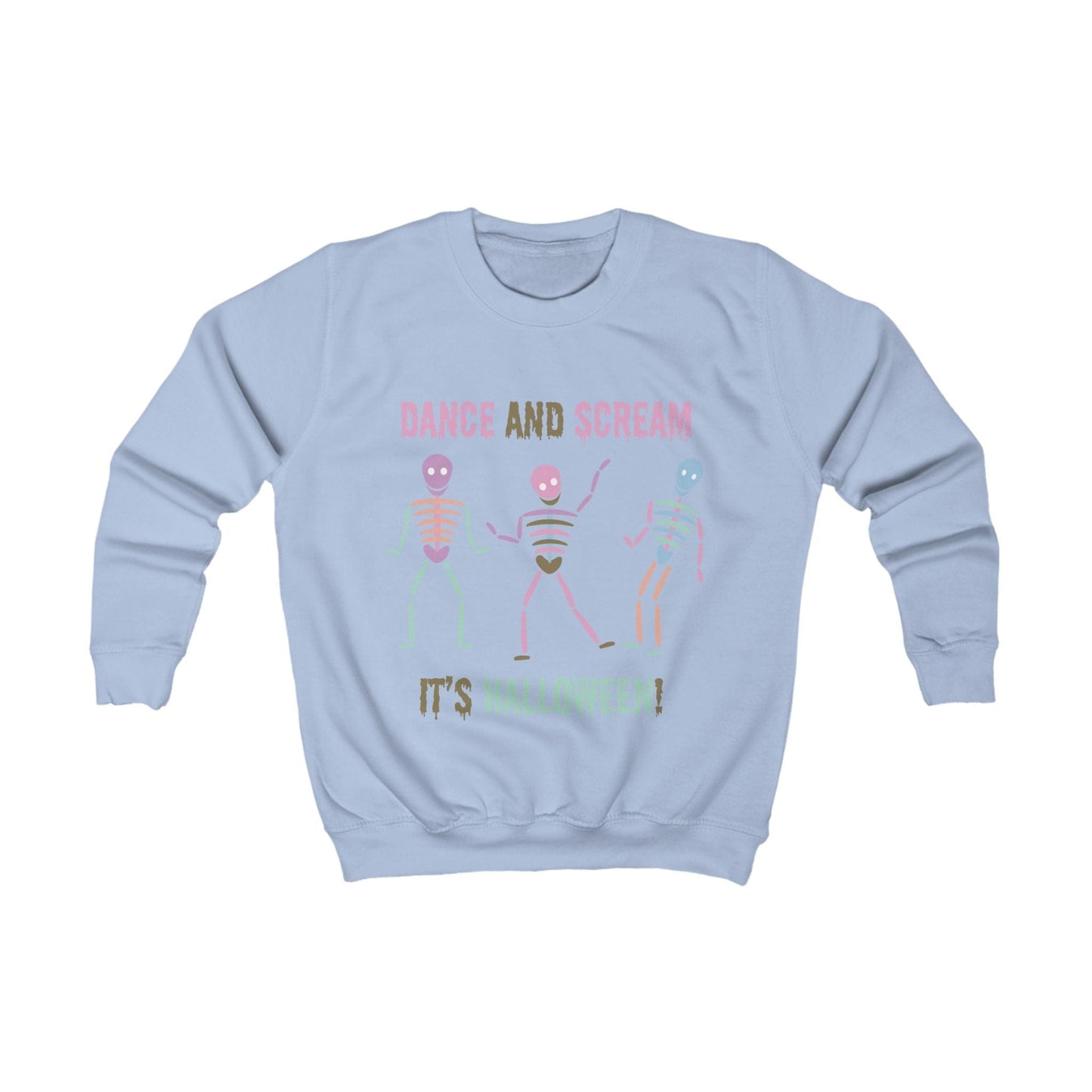 Printify Kids clothes XS / Sky Blue Kids Pastel Dancing Skelton Sweatshirt