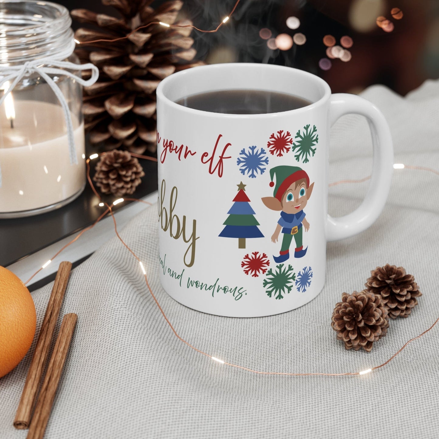 Printify Mug 11oz Believe in Your Elf Personalised Mug