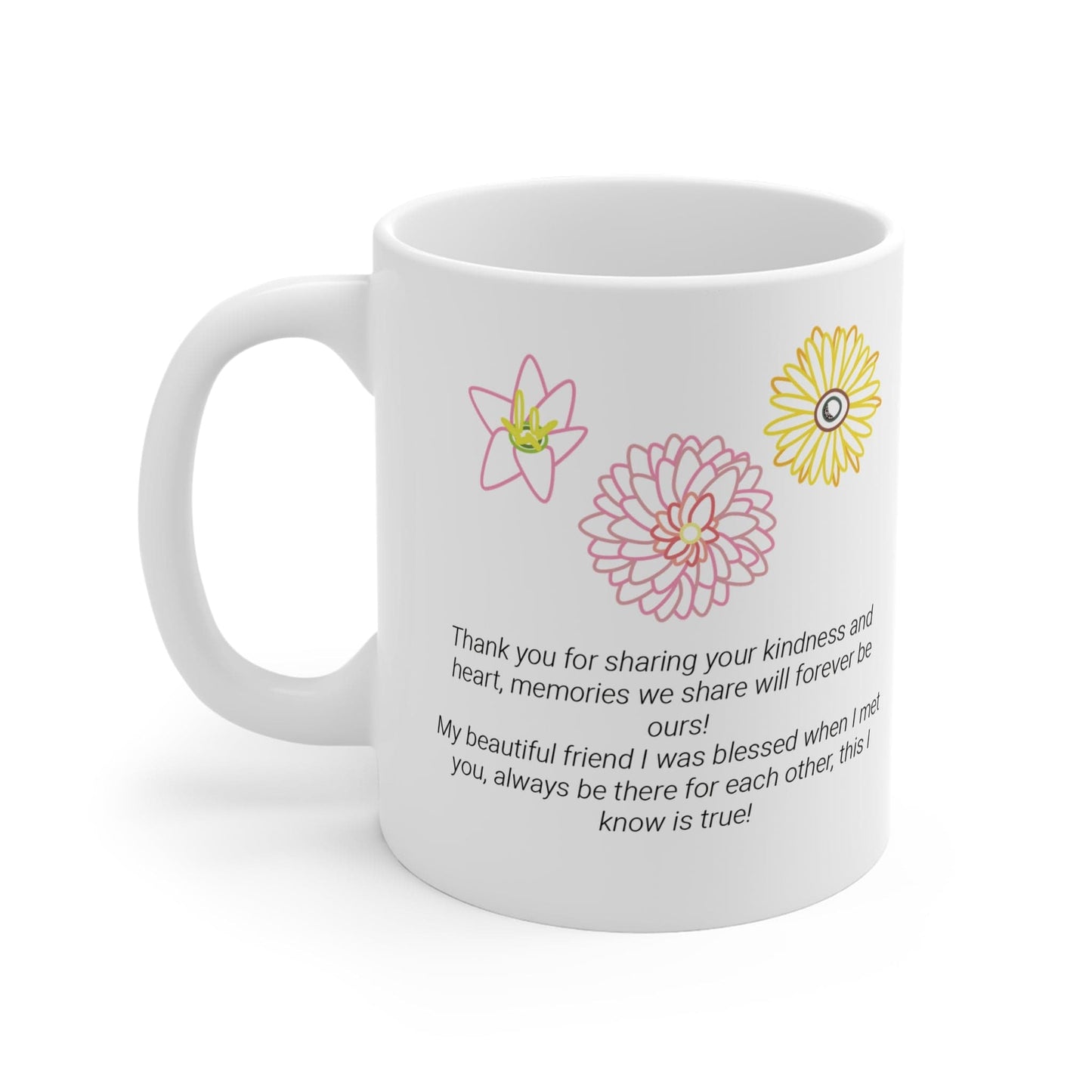 Printify Mug 11oz Friends Flowers Icon Mug White 11oz