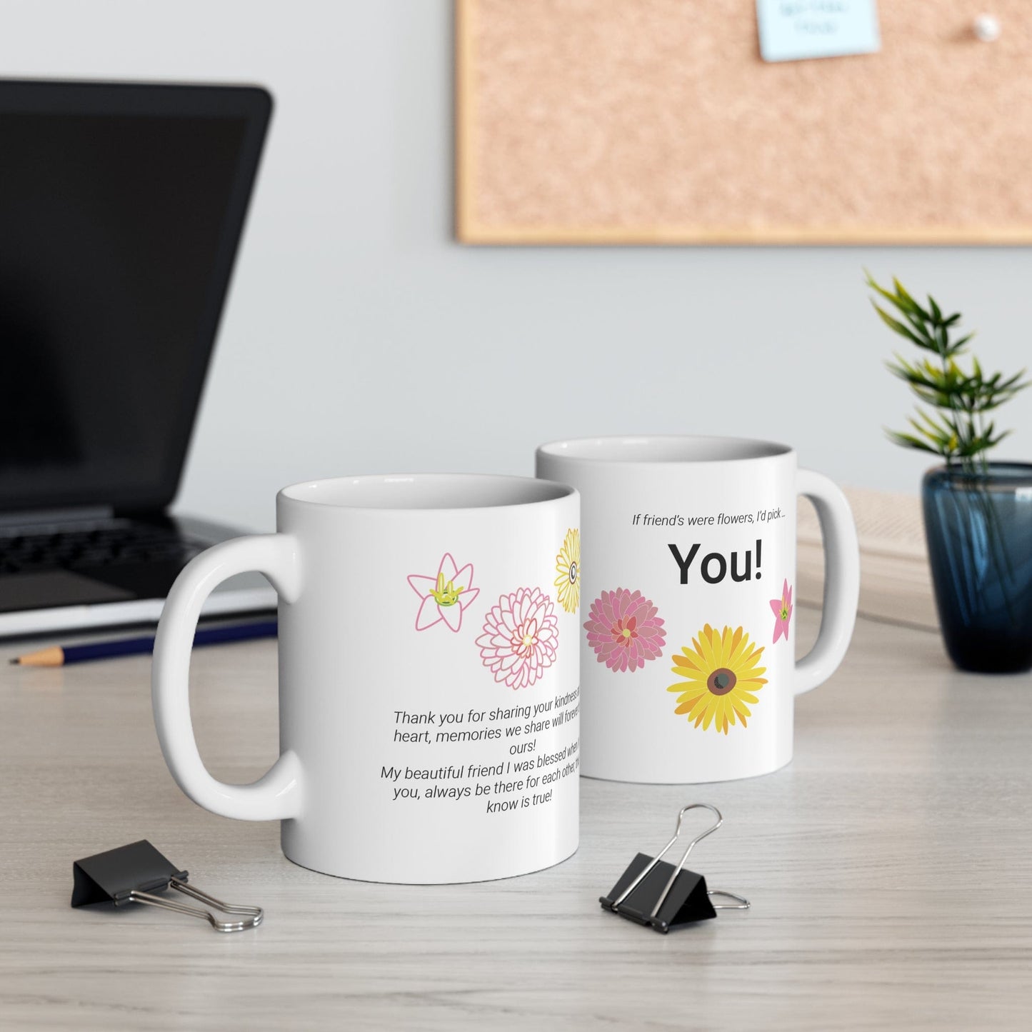 Printify Mug 11oz Friends Flowers Icon Mug White 11oz