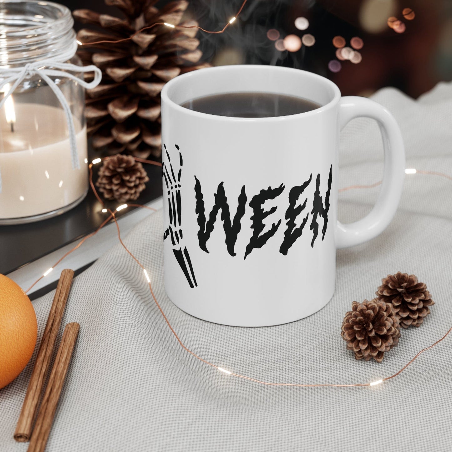 Printify Mug 11oz Halloween Heart Hands 11oz Mug