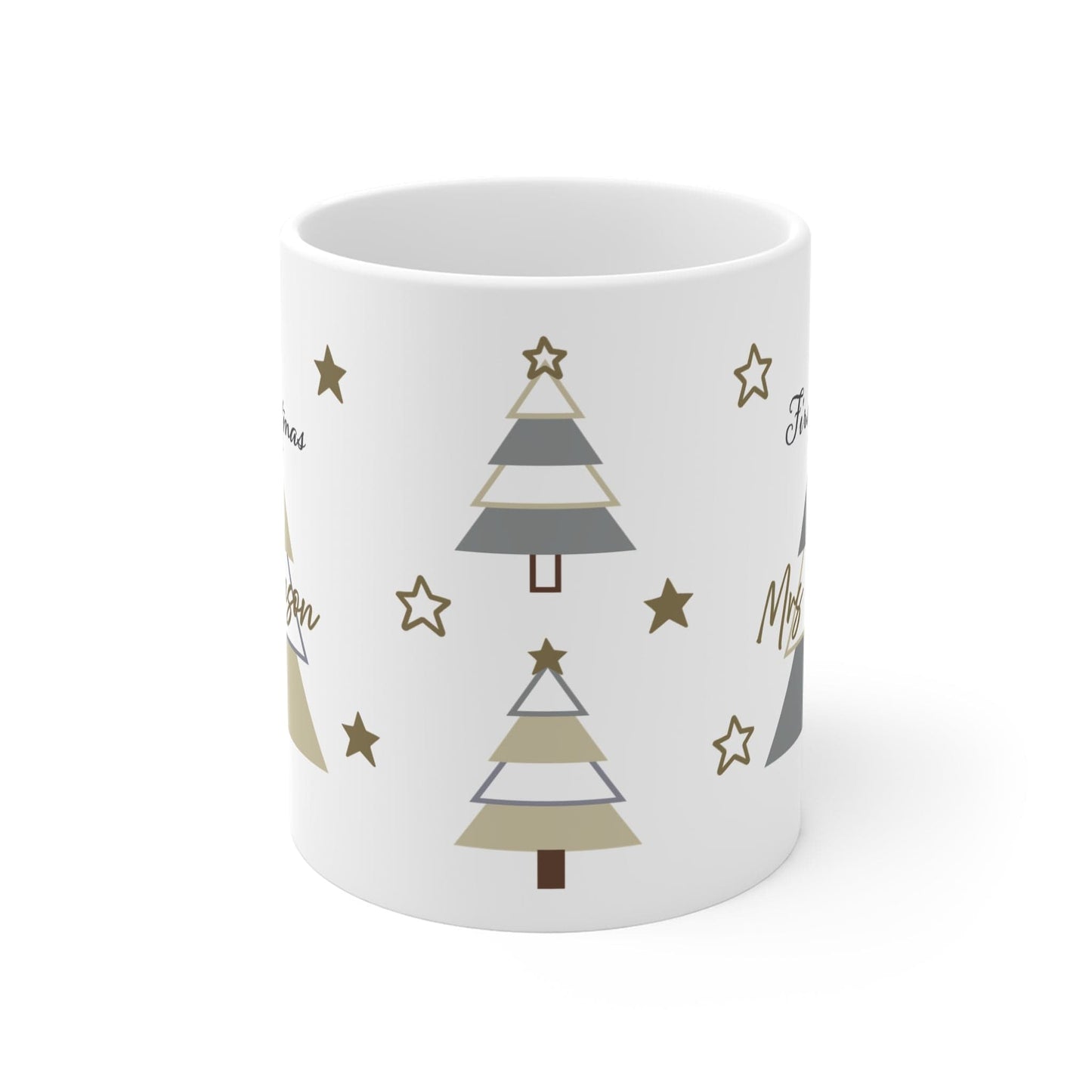 Printify Mug 11oz Mug - Personalised First Christmas as Mrs Neutral