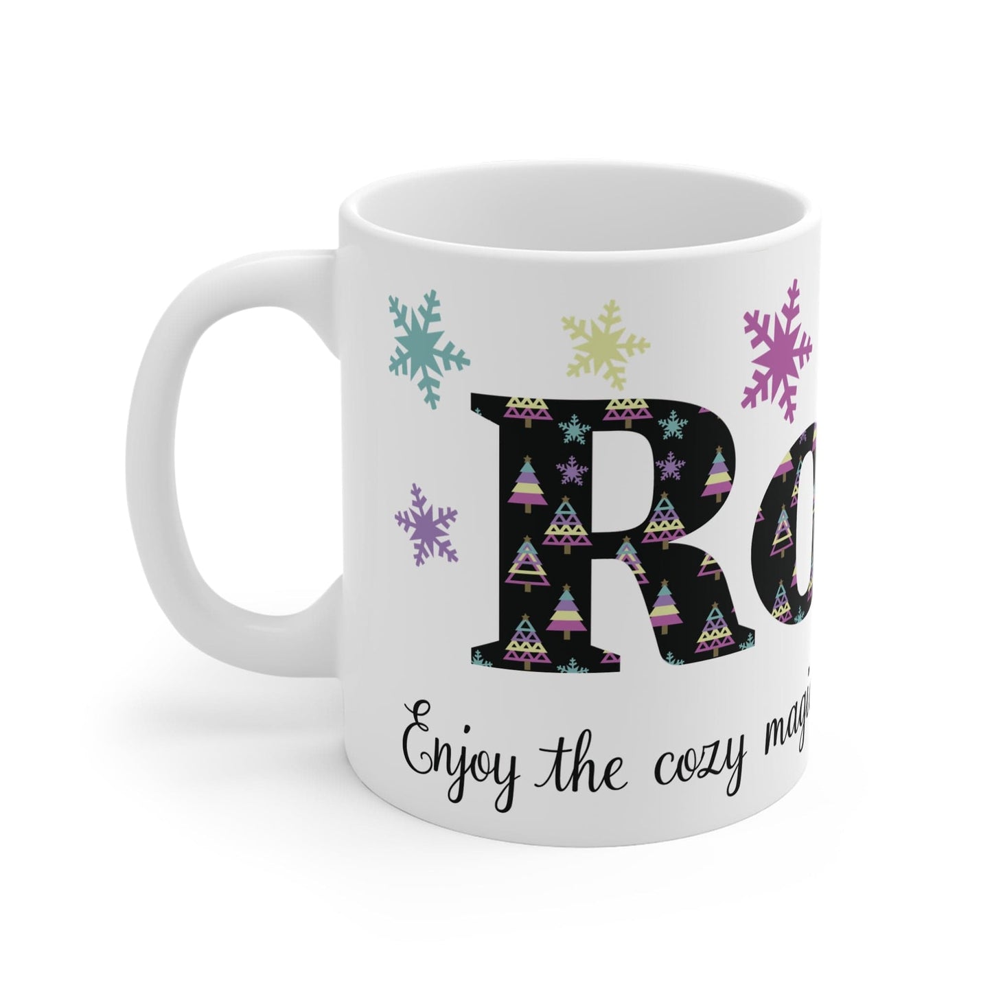 Printify Mug 11oz Mug - Personalised Name Pastel Christmas Print
