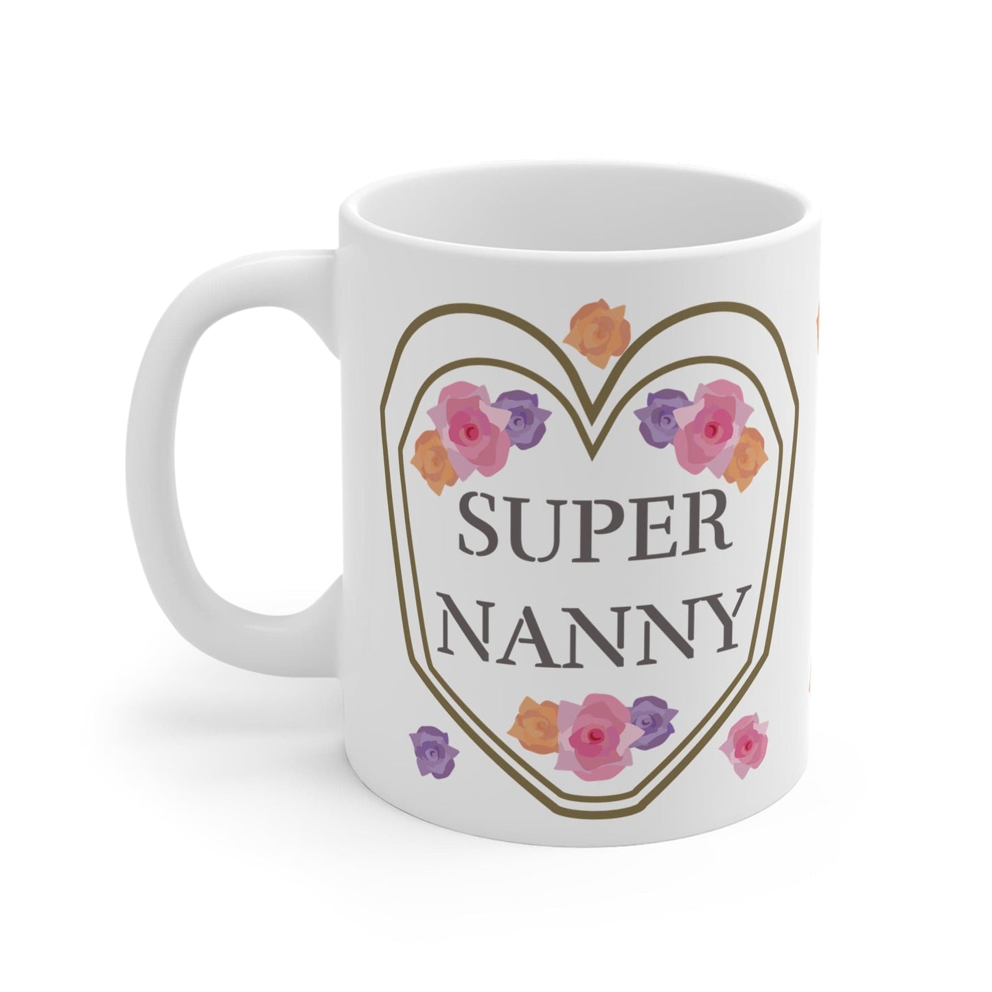 Printify Mug 11oz Personalise Super Nanny floral 11oz Mug