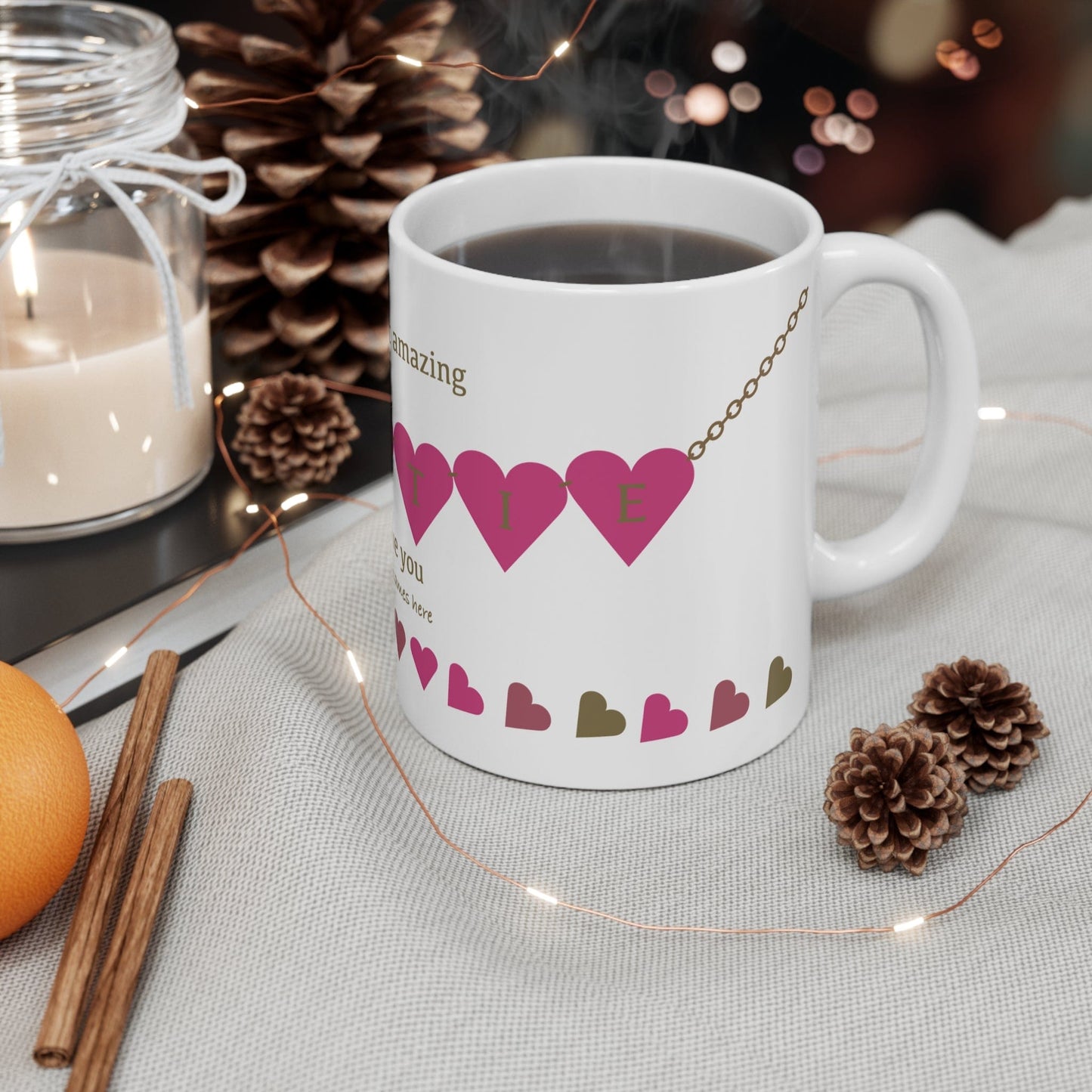 Printify Mug 11oz Personalised Amazing Bestie Hearts Mug