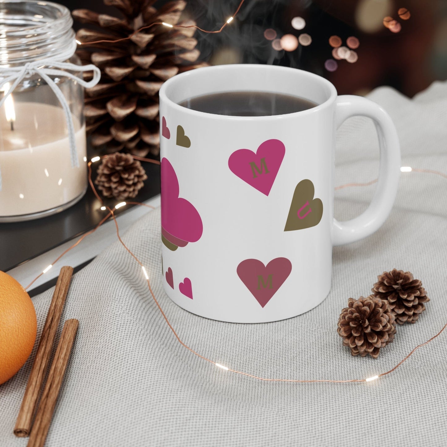 Printify Mug 11oz Personalised Amazing Mum Heart Charm 11oz Mug