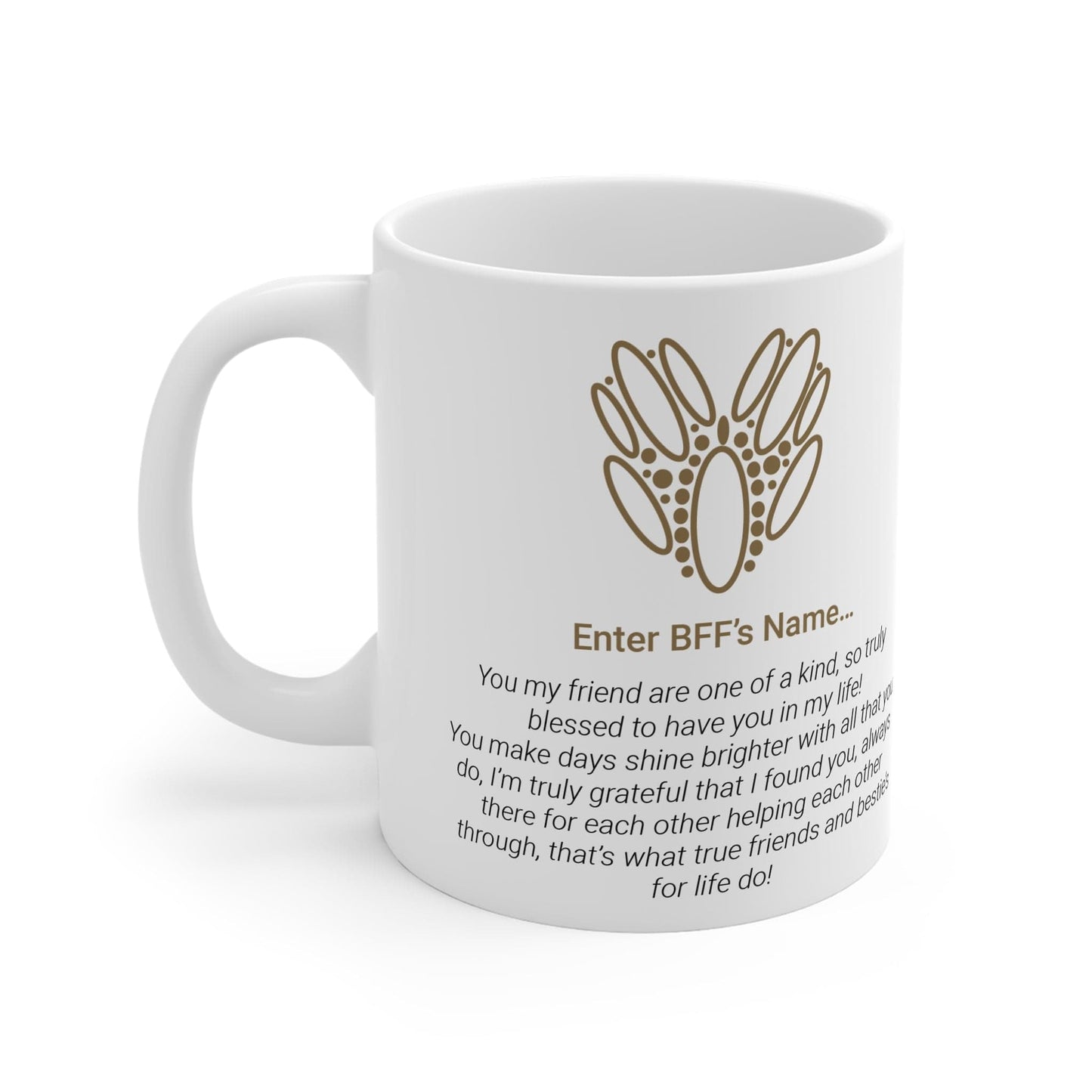 Printify Mug 11oz Personalised Bestie Heart Necklace Mug 11oz