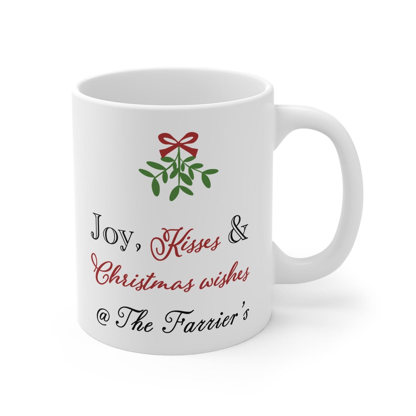 Printify Mug 11oz Personalised Christmas Mug - Joy, Kisses and Christmas Wishes