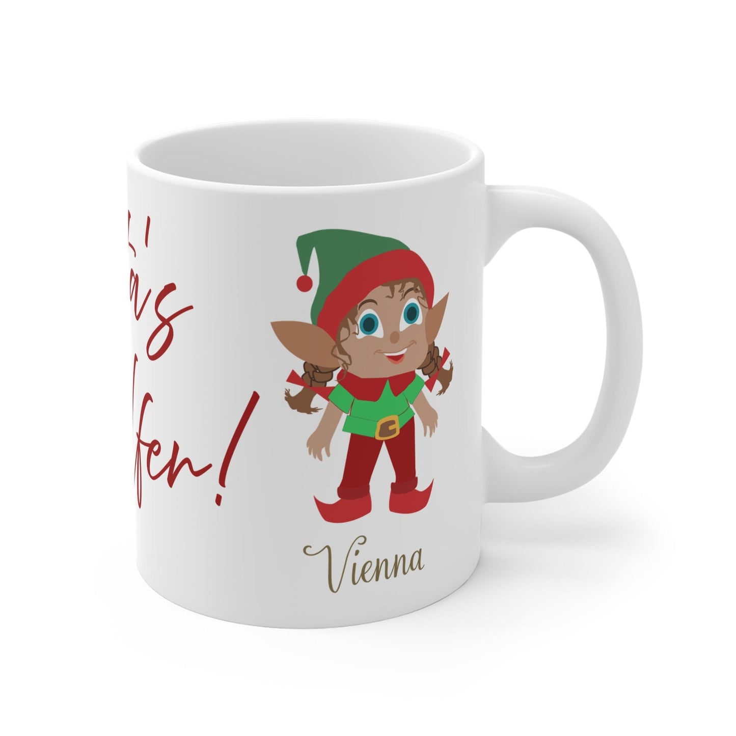 Printify Mug 11oz Personalised Christmas Mug- Santa's Little Elfer
