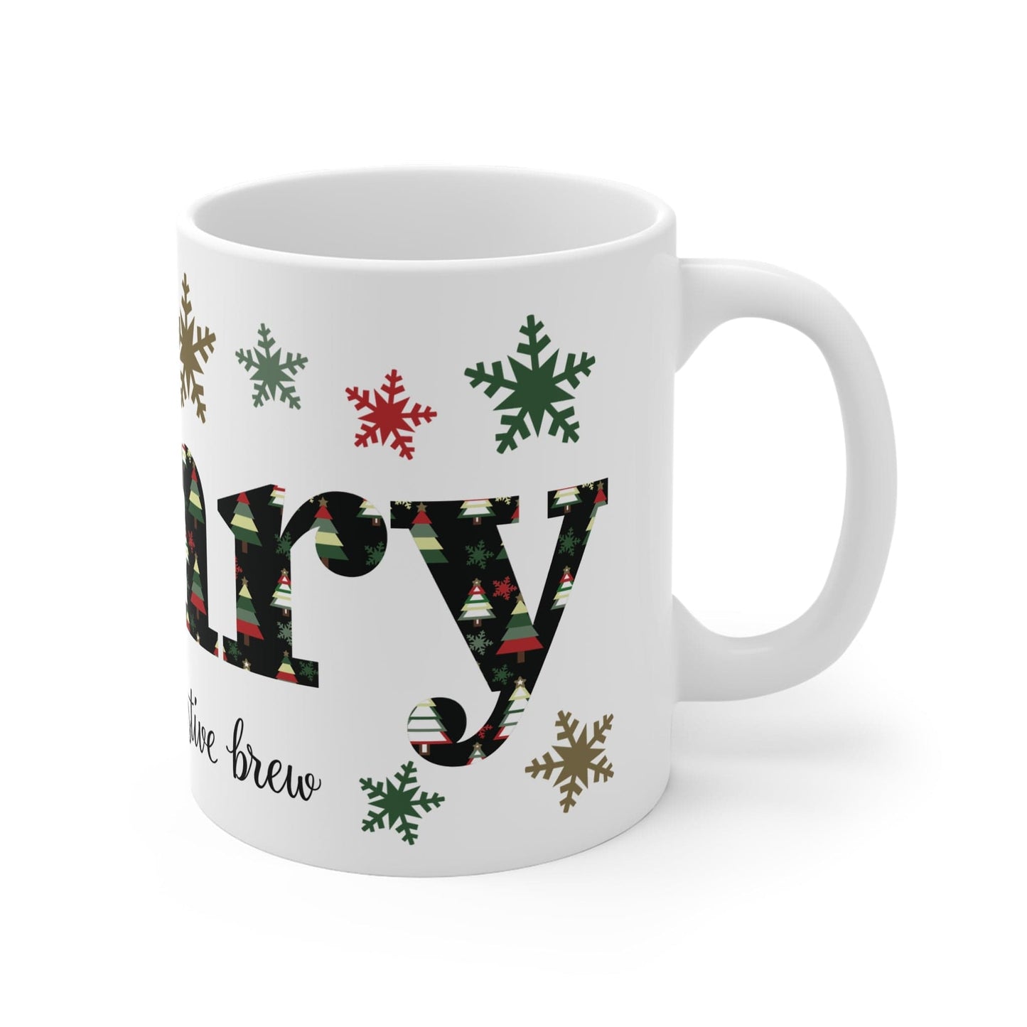 Printify Mug 11oz Personalised Christmas Print Name Mug