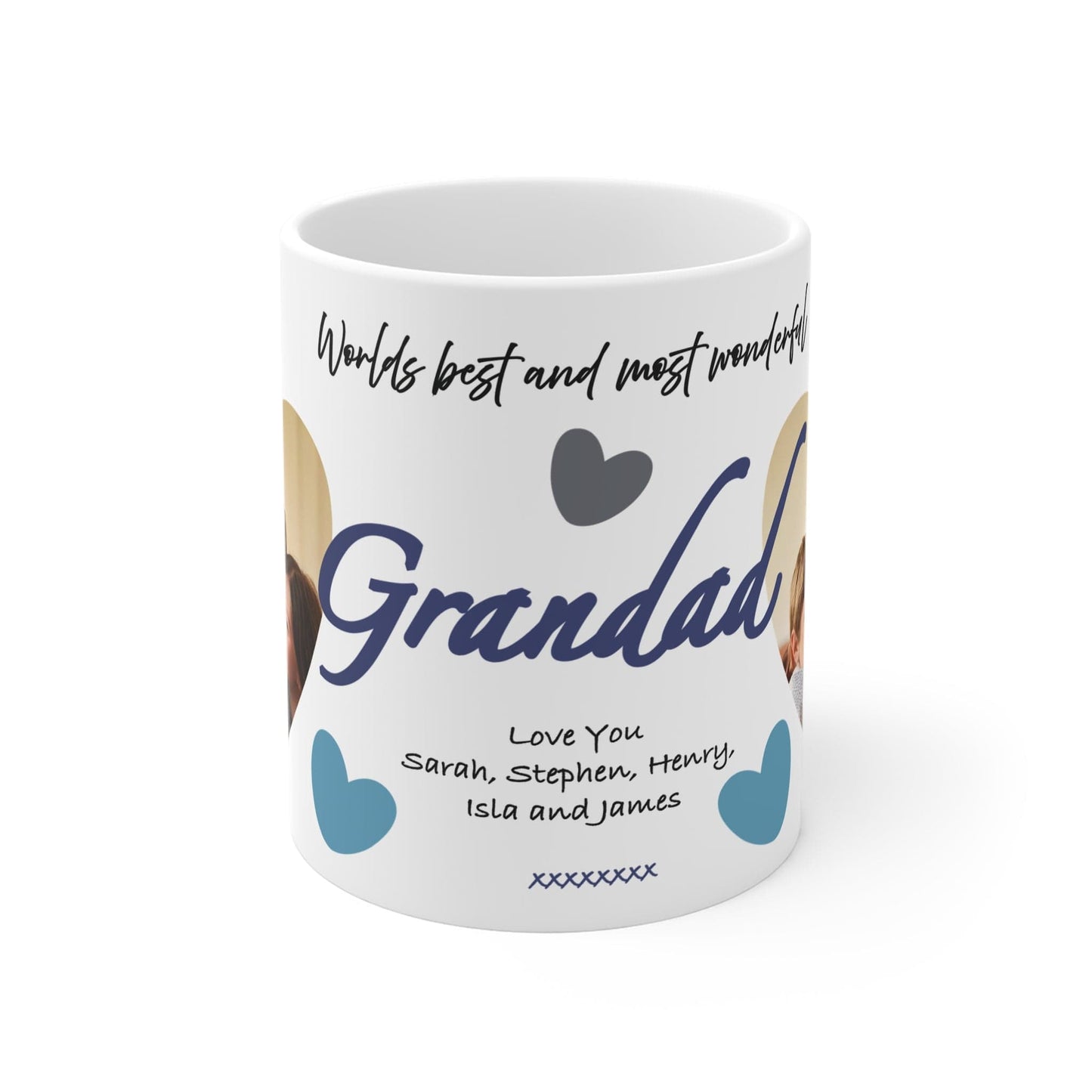 Printify Mug 11oz Personalised Grandad Photo In Hearts Mug