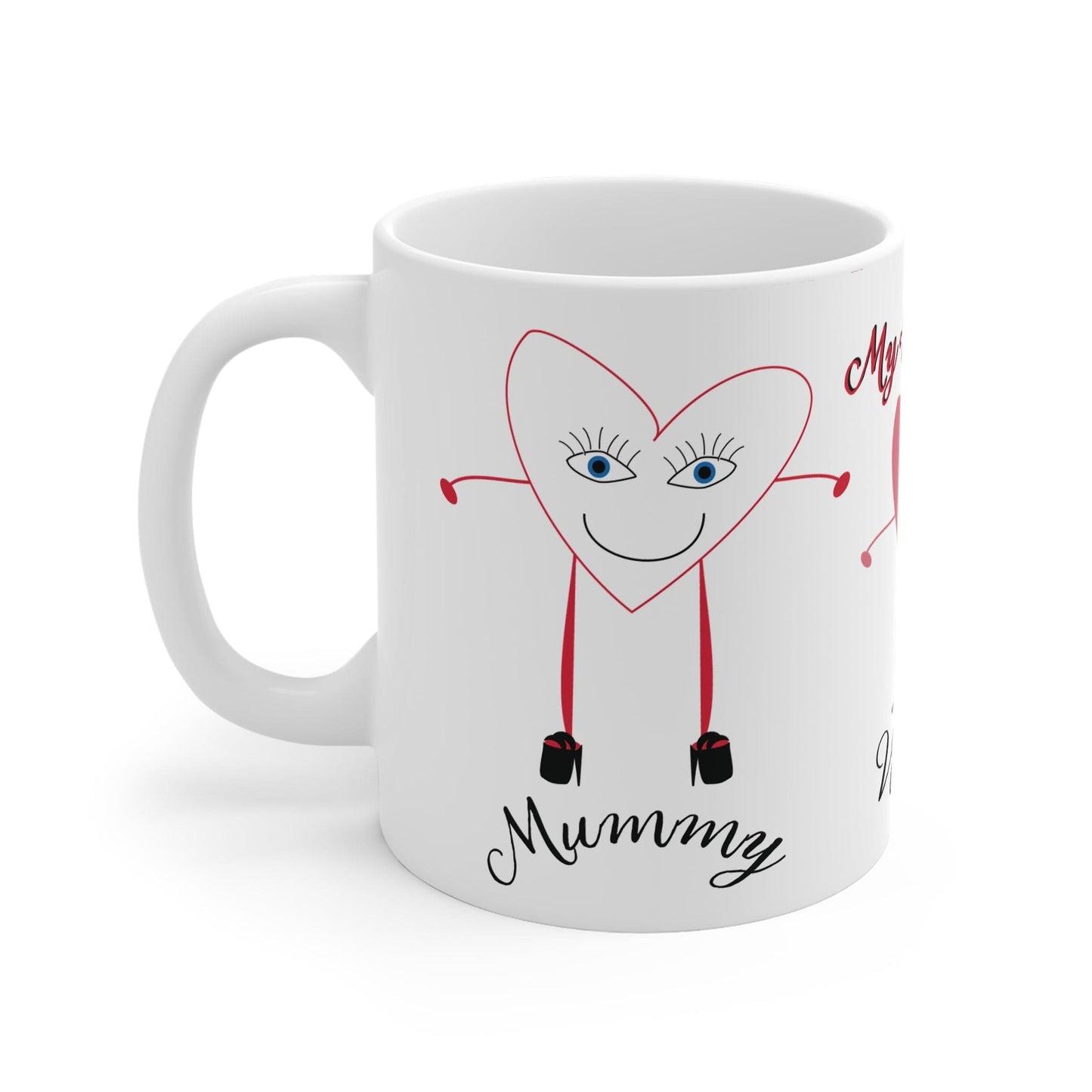 Printify Mug 11oz Personalised Heart 3 People Mug